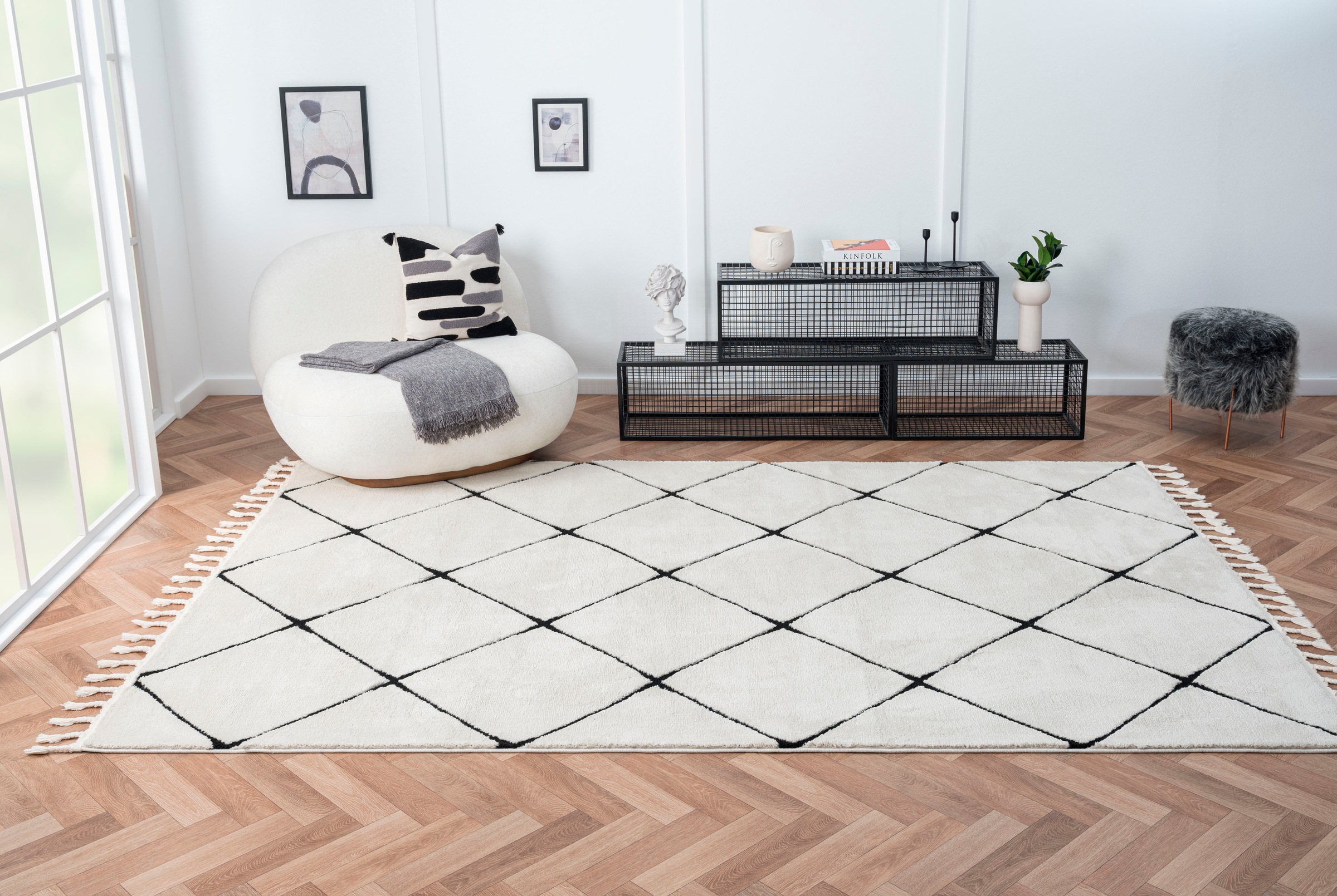 Myflair Möbel & Accessoires Hochflor-Teppich »Moroccan Square«, rechteckig, 24 mm Höhe, modern, marokkanisches Design, Rauten Muster, weich durch Hochflor