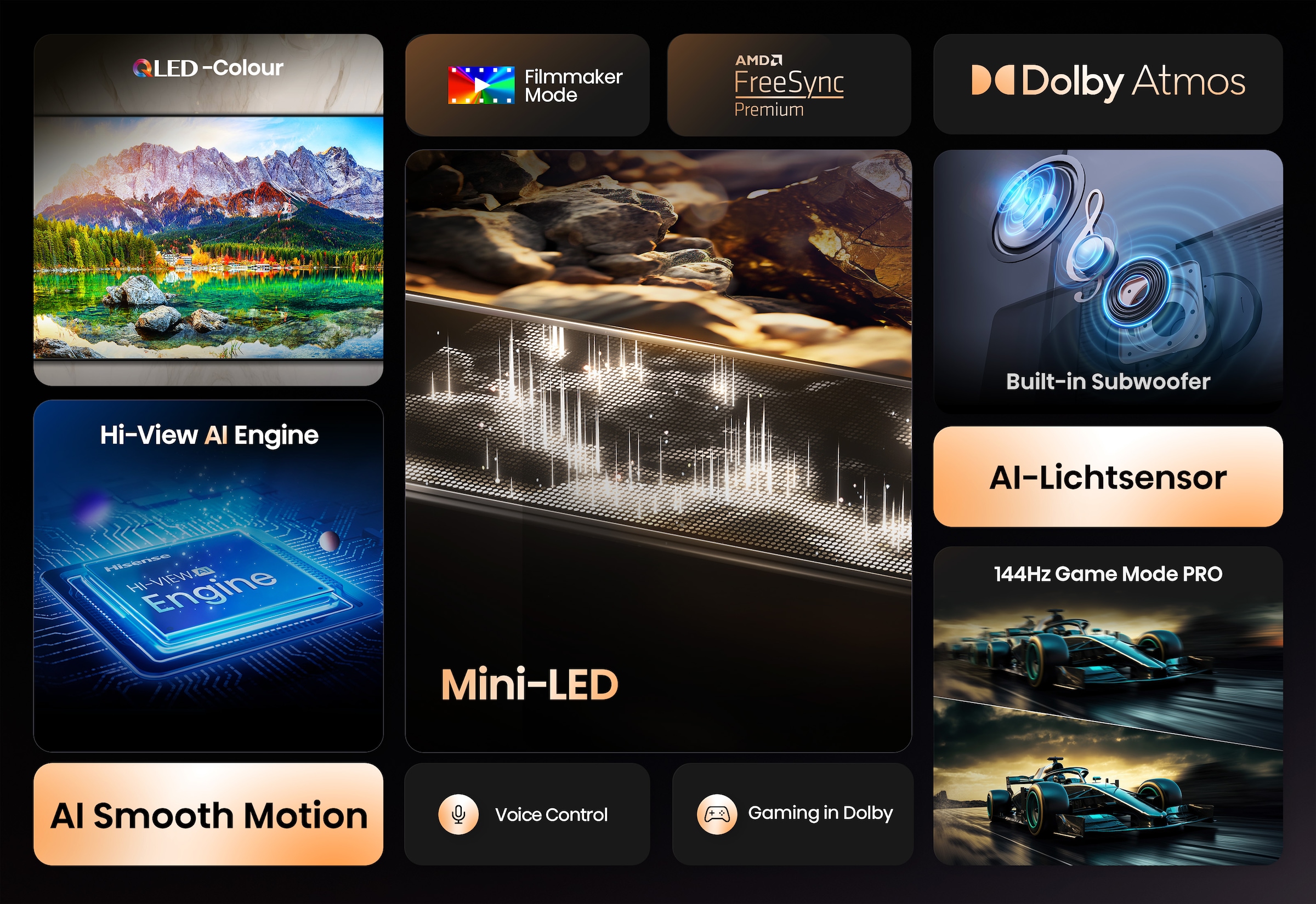 Hisense QLED Mini LED-Fernseher »55E89Q« 139 cm/55 ″ Smart-TV 4K UHD MiniLED Smart TV