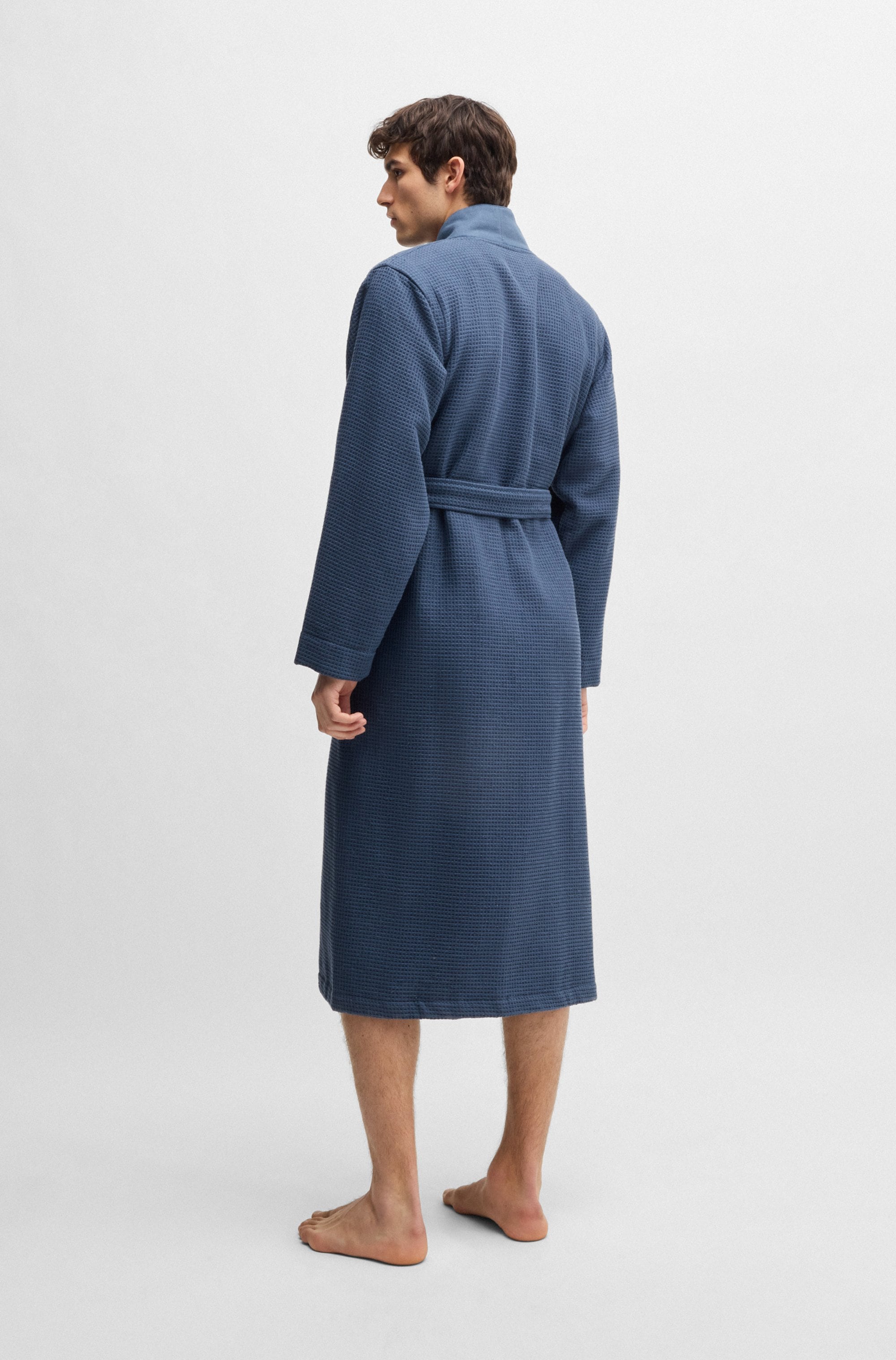 BOSS Morgenmantel »Waffle Kimono«, mit großem BOSS Logo aus Velours