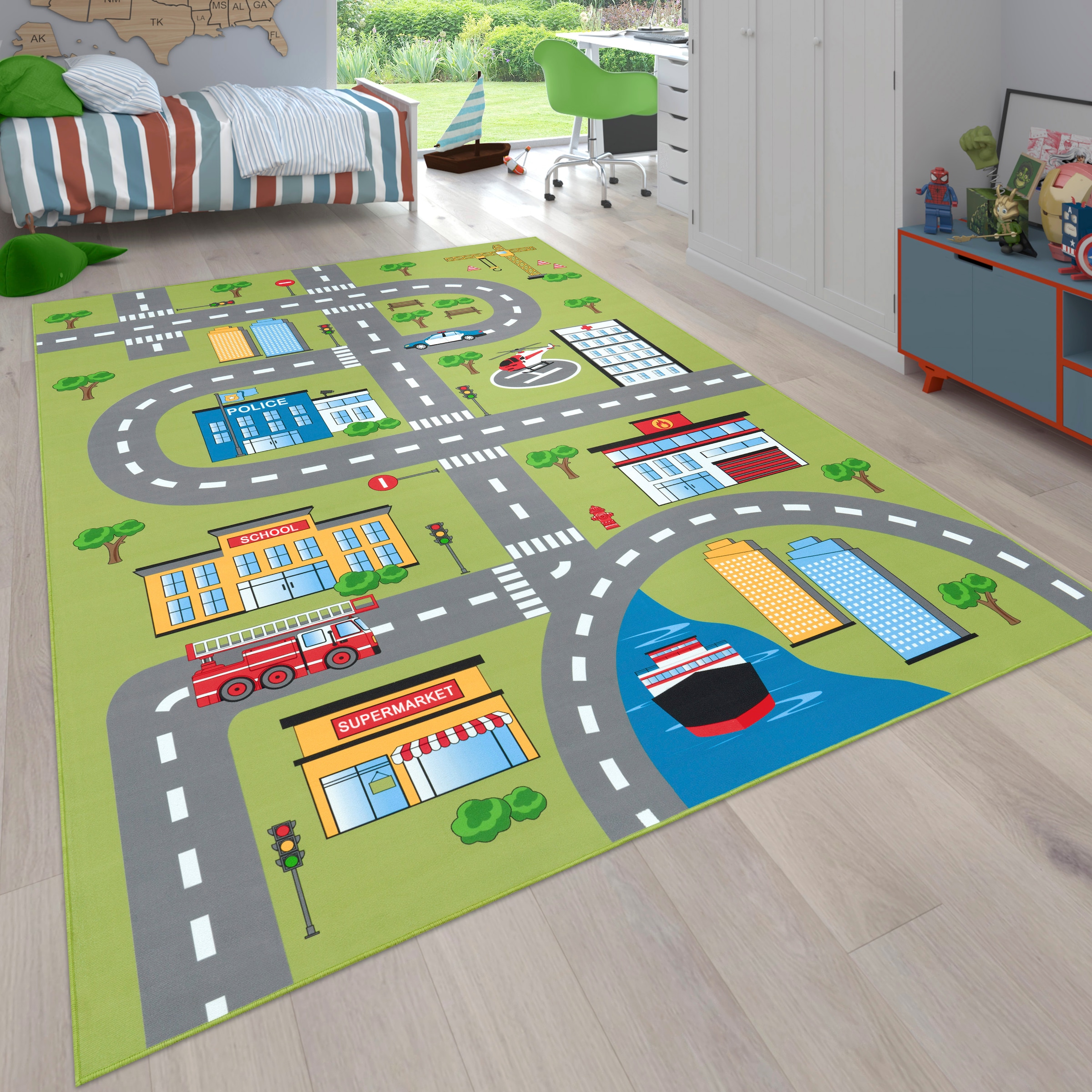 Paco Home Kinderteppich »Bino 570«, rechteckig, Kurzflor, Straßen-Spiel- Teppich, Kinderzimmer