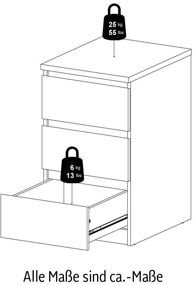 INOSIGN Kommode »Naia«, Elegante und modernes Sideboard mit 3 geräumigenSchubladen