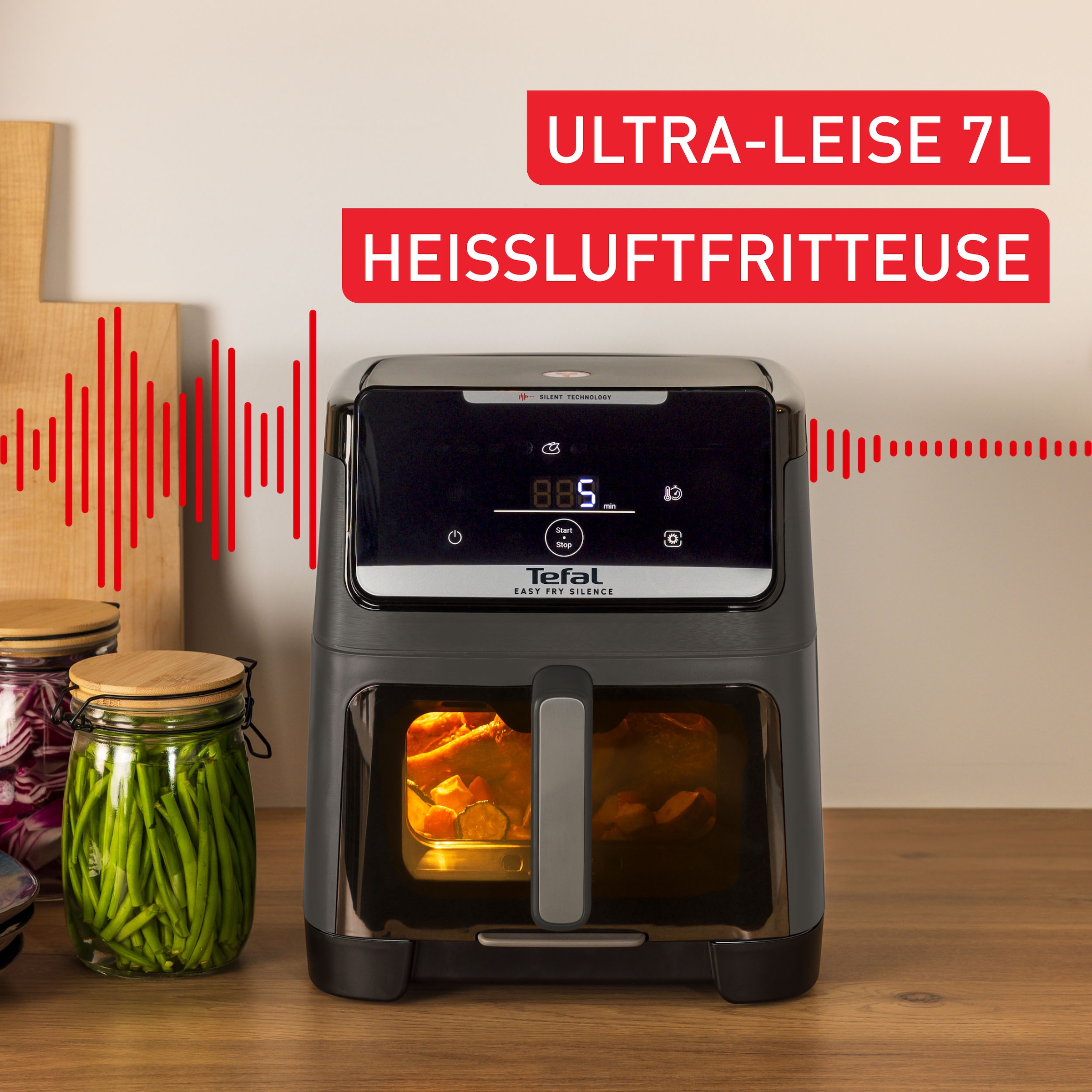 Tefal Heißluftfritteuse »Easy Fry Silence XXL« 1800 W 10 Programme, Sichtfenster, Rezepte in der My Tefal App, EY846H