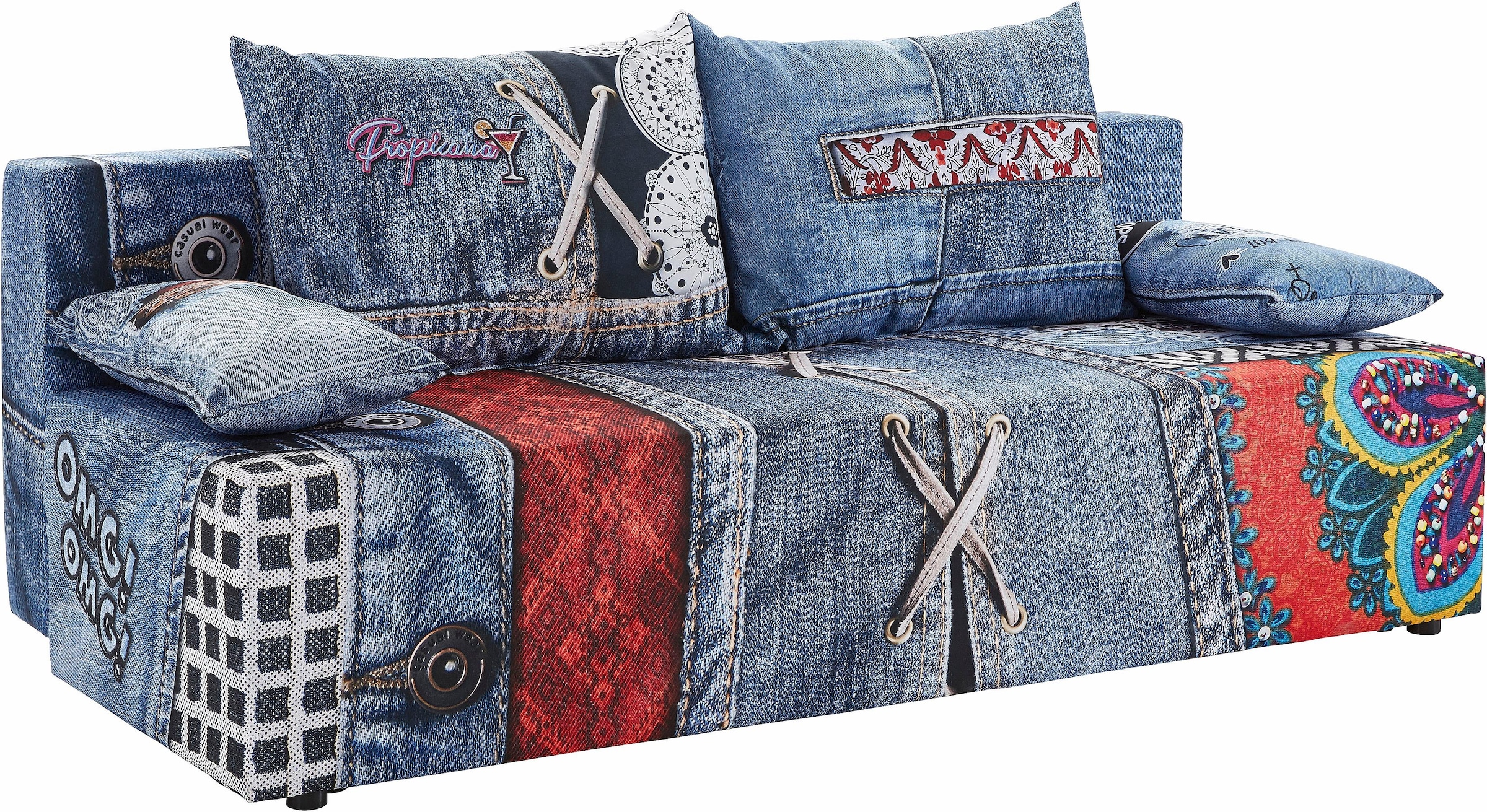 exxpo - sofa fashion Schlafsofa »Extravagantes Sofa für Individualisten mit Bettfunktion und Bettkasten« in außergewöhnlichen Bezugsvarianten, Solitärmöbel