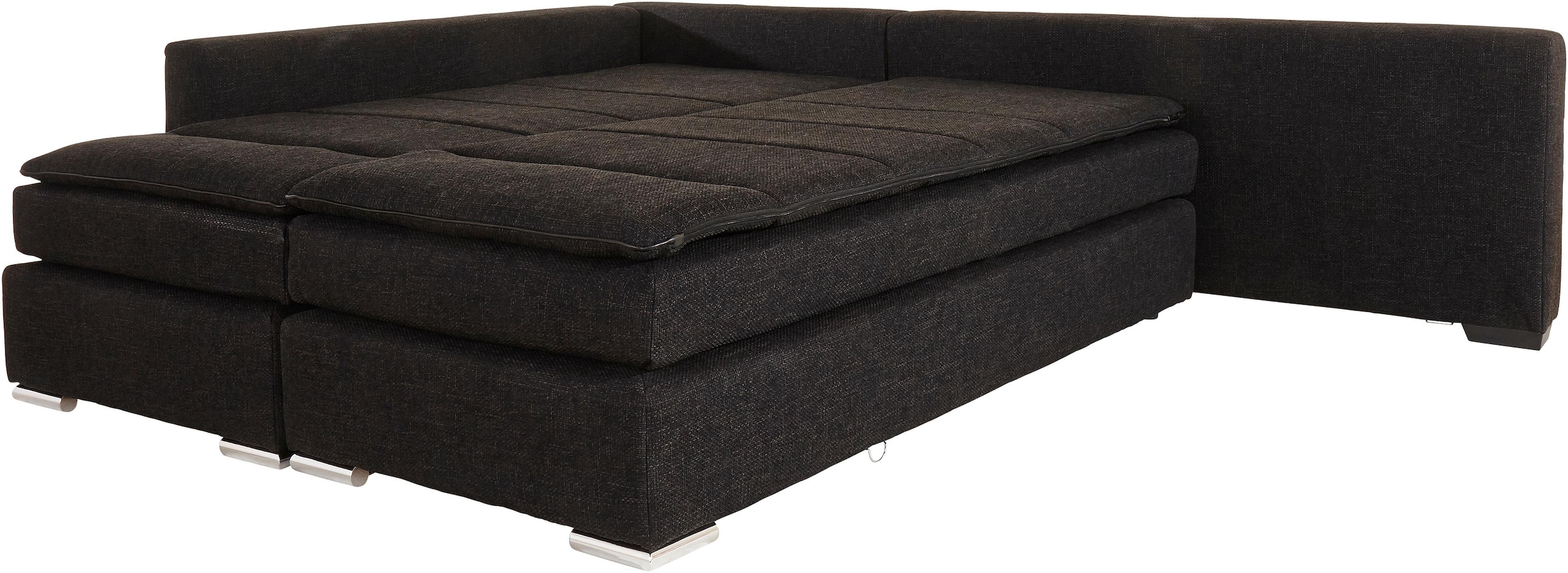 INOSIGN Ecksofa »Boxspringbett Night & Day L-Form mit Dauer-Schlaffunktion o. Armlehnen«, mit Boxspring-Bettfunktion 164x200 cm und Bettkasten, Dauerschläfer!