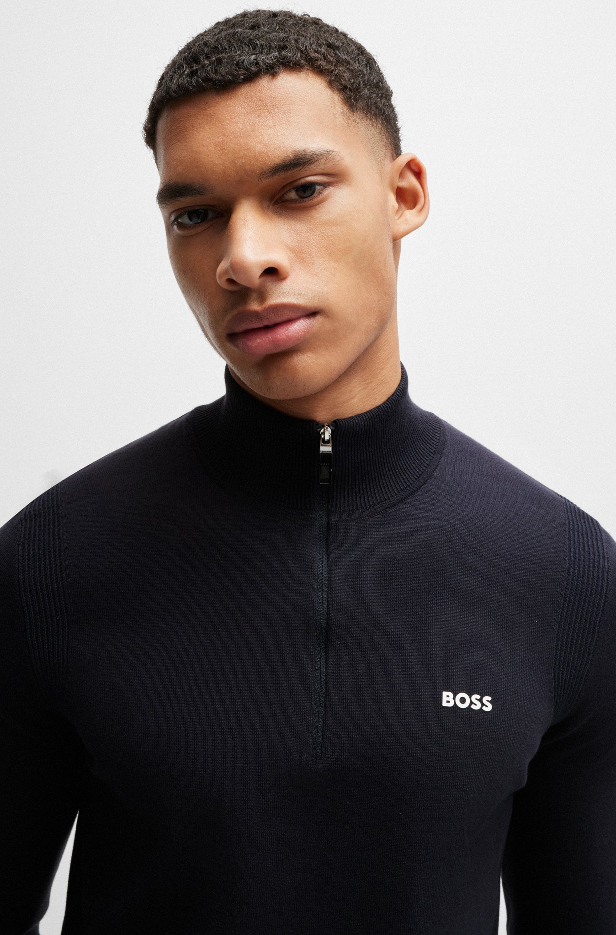 BOSS GREEN Strickpullover »Ever-X_QZ«, mit Reißverschluss