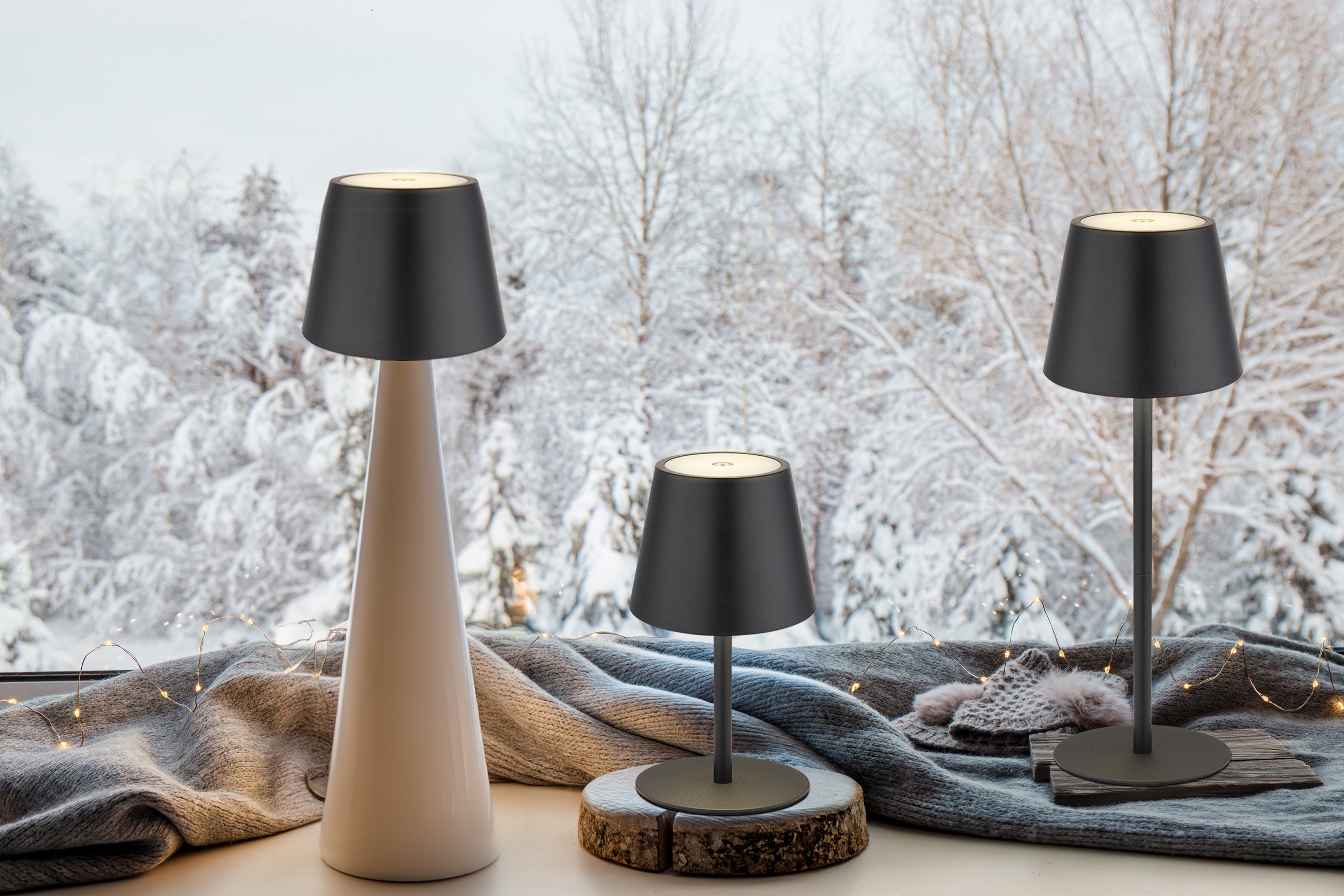 OTTO home LED Tischleuchte »Alennia Akkuleuchte inkl. Flaschenaufsatz« LED-Modul 1 Stk. warmweiß - kaltweiß stufenloser Touchdimmer, Farben fixierbar, USB-C, Akkulampe, CCT