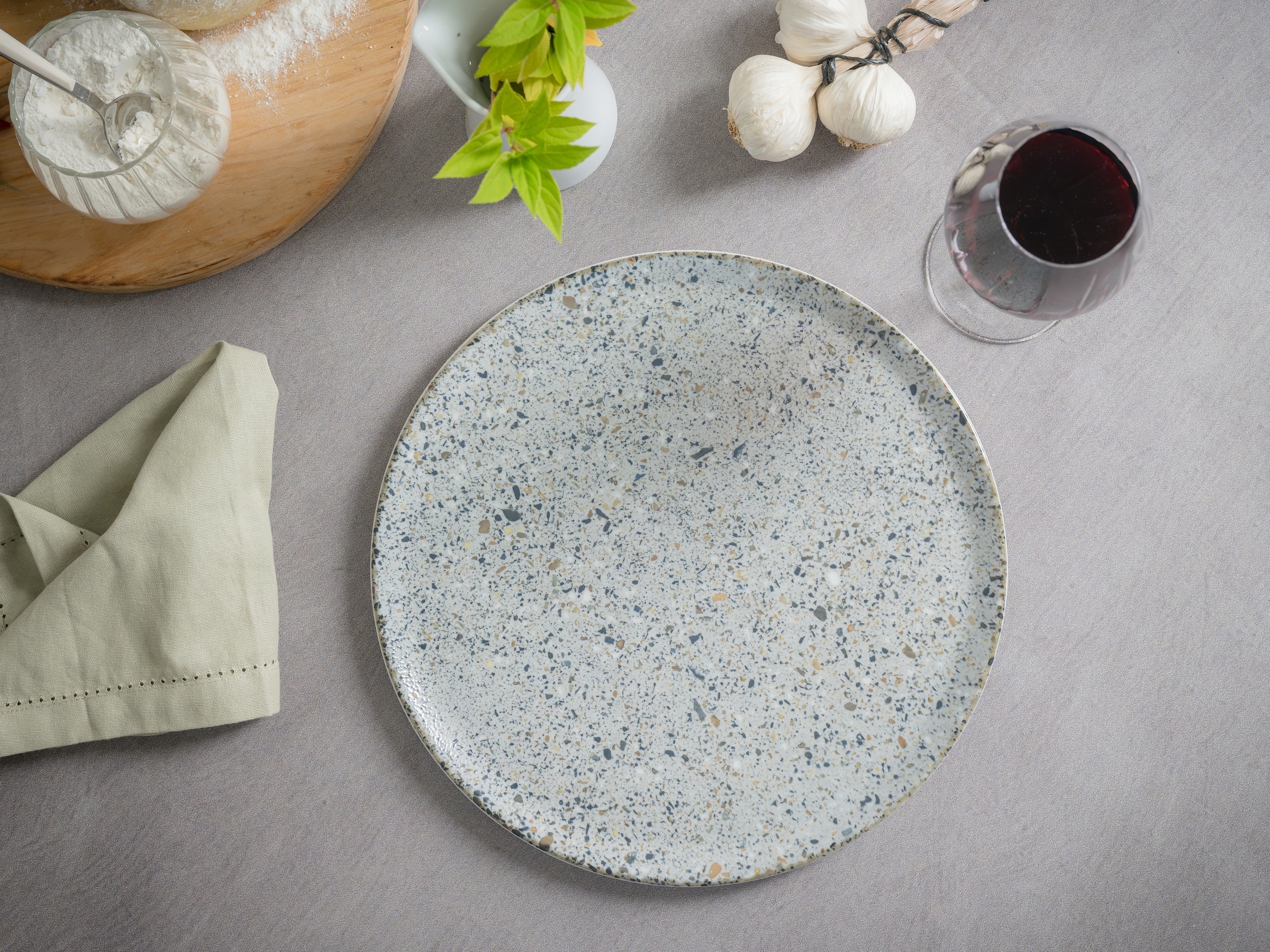 CreaTable Pizzateller »Stone Collection Genua, Teller Set, 4-tlg.« Italienische Eleganz, Vielseitig einsetzbar