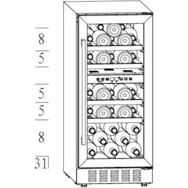 Hanseatic Weinkühlschrank »HWC31GCIA«, für 31 Standardflaschen á 075l,  unterbaufähig mit 3 Jahren XXL Garantie