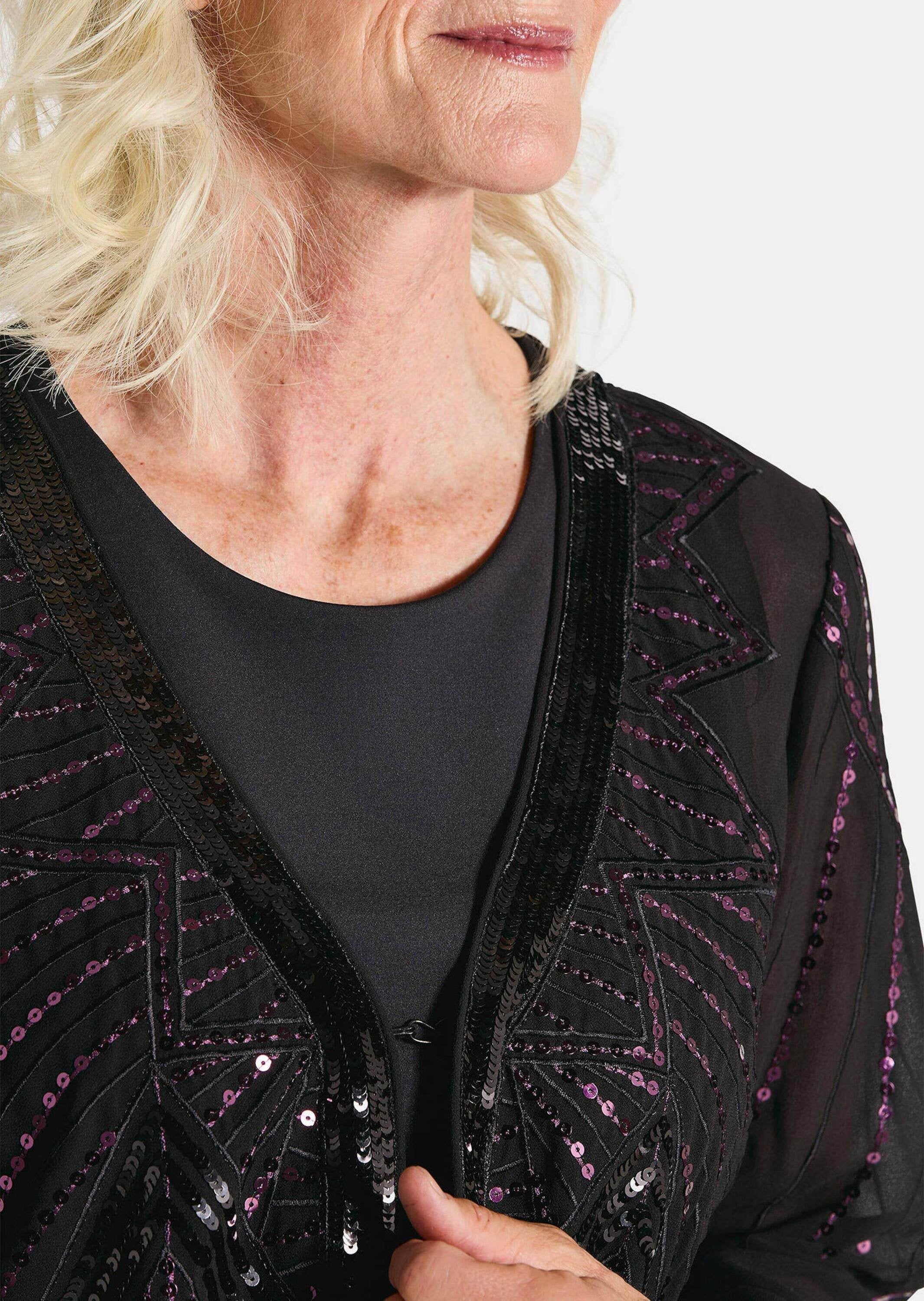 GOLDNER Chiffonbluse »Chiffon-Jäckchen mit Pailletten«