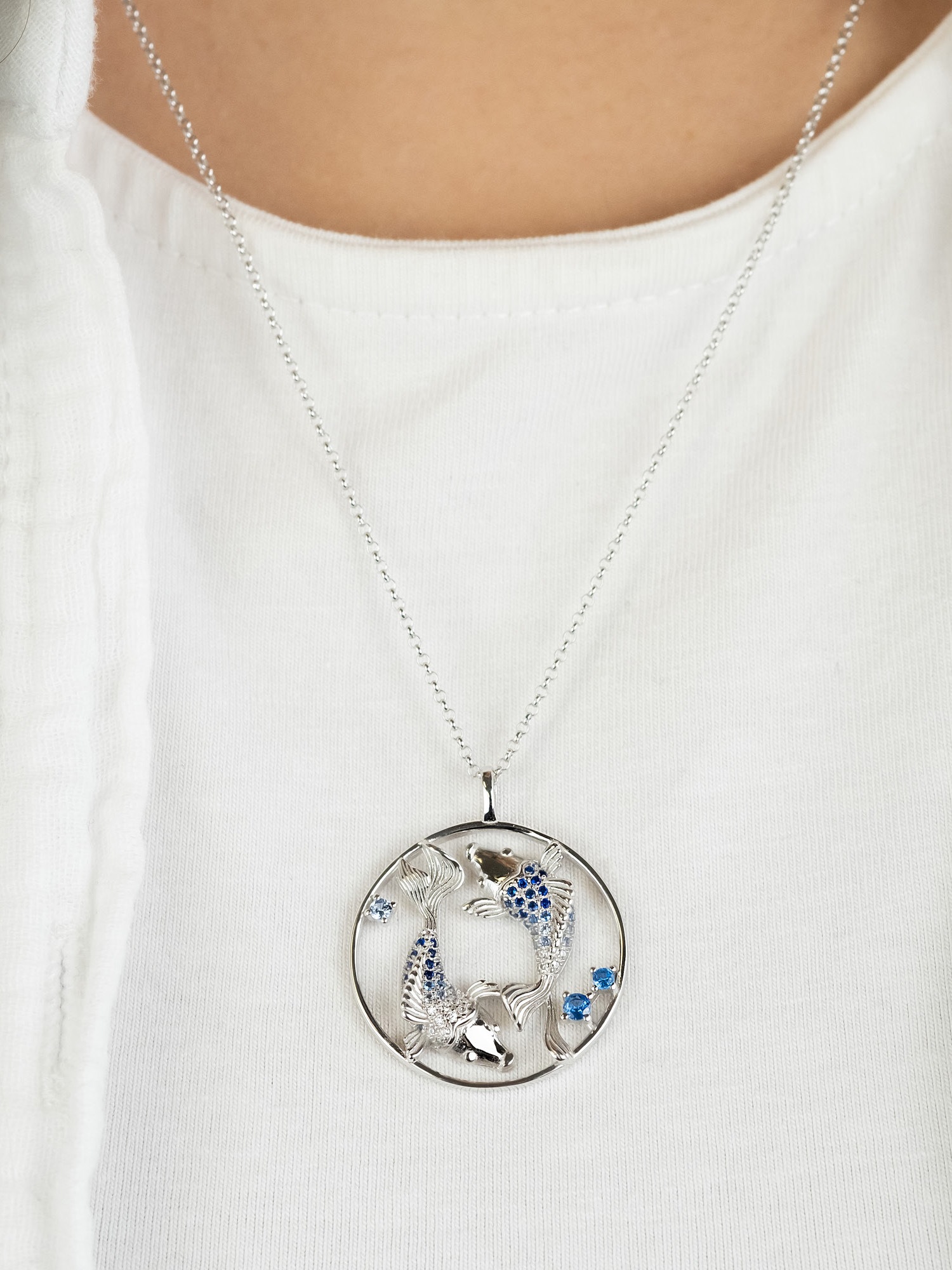 Engelsrufer Kette mit Anhänger »Yin Yang Fisch, ERN-FISHOCEAN-65-ZIM, ERN-FISHSHADE-65-ZI« Made in Germany - mit Zirkonia (synth.)