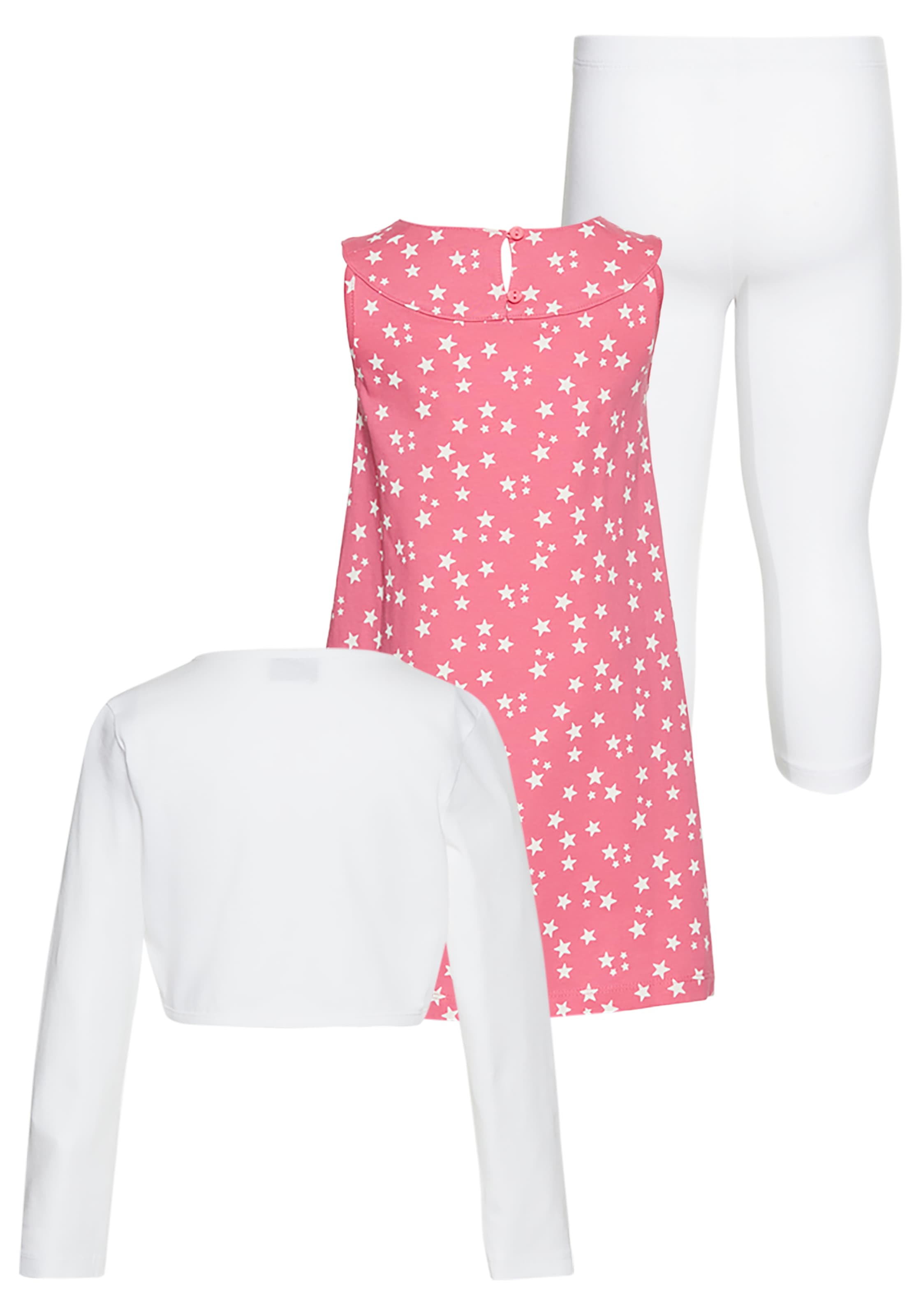 KIDSWORLD Bolero, Kleid & Leggings »3tlg. Set, Komplett Outfit mit Sternenmuster«, mit niedlicher Bolero-Jacke