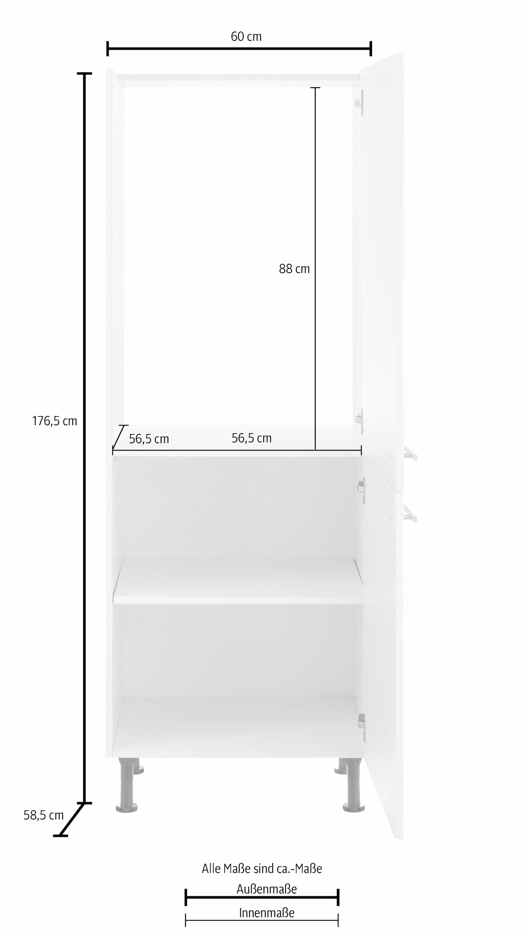 OPTIFIT Kühlumbauschrank »Bern«, 60 cm breit, 176 cm hoch, höhenverstellbare Stellfüße, Nischenmaß 88