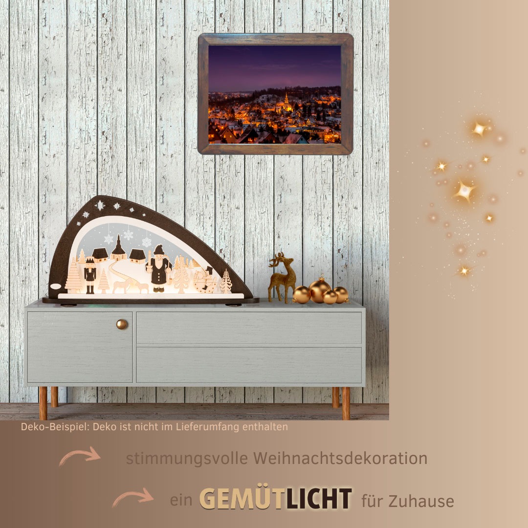 Weigla LED Schwibbogen »Original erzgebirgische Weihnacht, moderner Lichterbogen Holz & Acryl«, Erzgebirge garantiert, Weihnachtsdeko Innen, Weihnachtsbeleuchtung