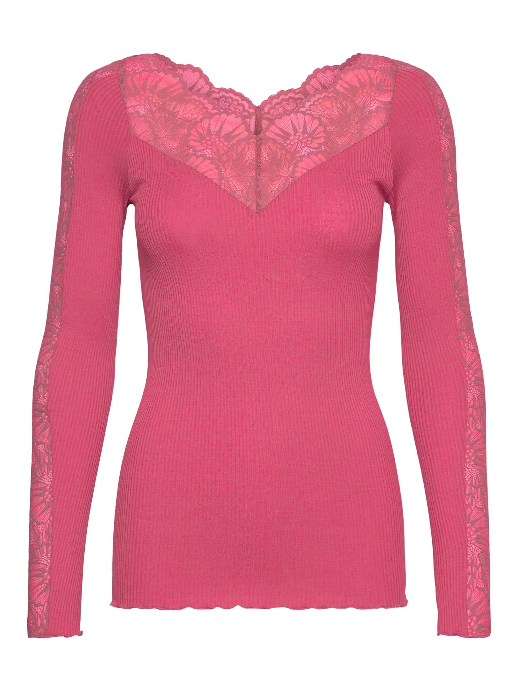 rosemunde Spitzenshirt »Beatha lace longsleeve mit Seide« elastisch weiche Vintage-Spitze am Ausschnitt und entlang der Ärmel