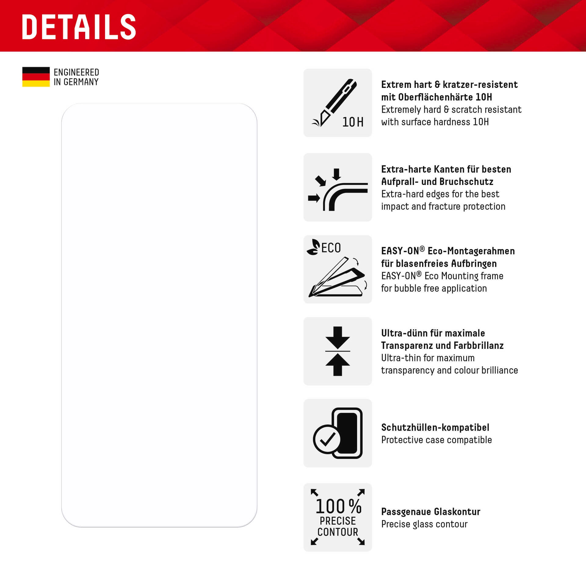 Displex Displayschutzglas »Real Glass - Samsung Galaxy S22+/S23+«, Displayschutzfolie Displayschutz kratzer-resistent 10H splitterfest