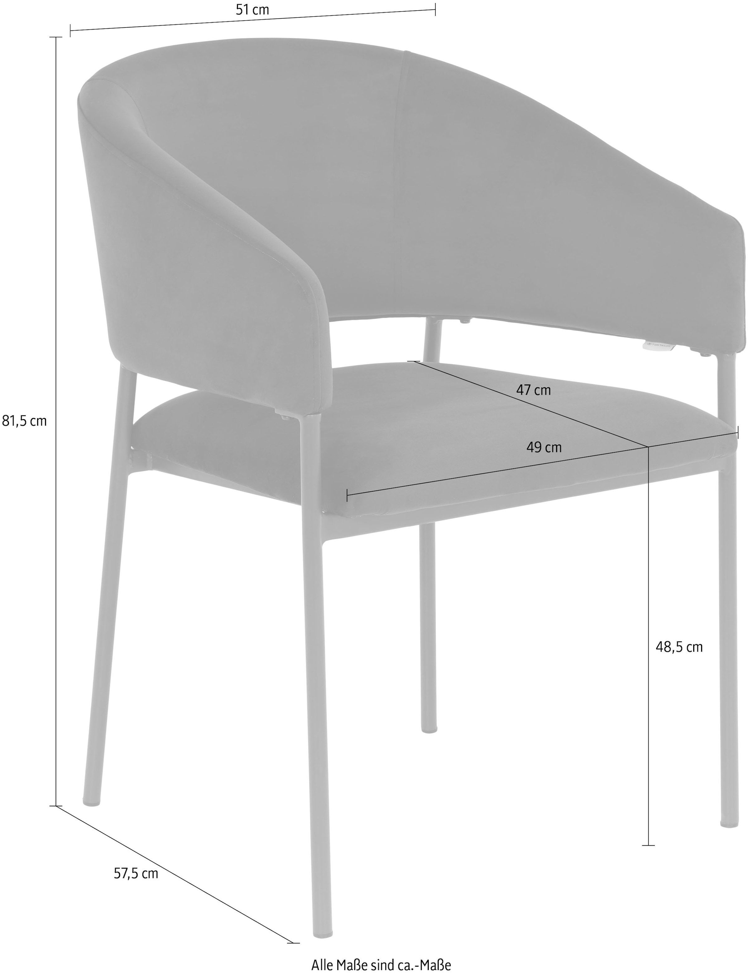 TOM TAILOR HOME Armlehnstuhl »EMBRACE ARMCHAIR«, (Set), 2 St., Samt, Esszimmerstuhl, mit Armlehnen, 4-Fußgestell, Rückenausschnitt