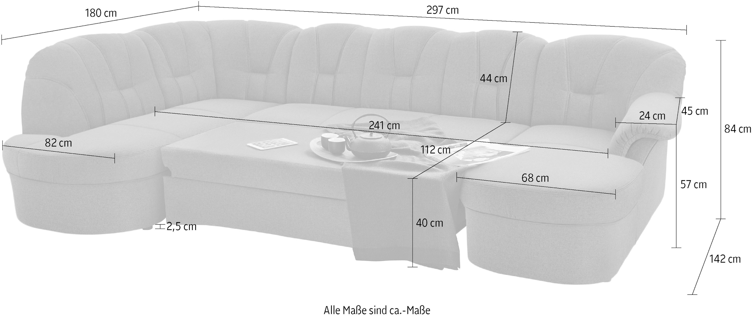 DOMO collection Wohnlandschaft »Papenburg U-Form«, in großer Farbvielfalt, wahlweise mit Bettfunktion