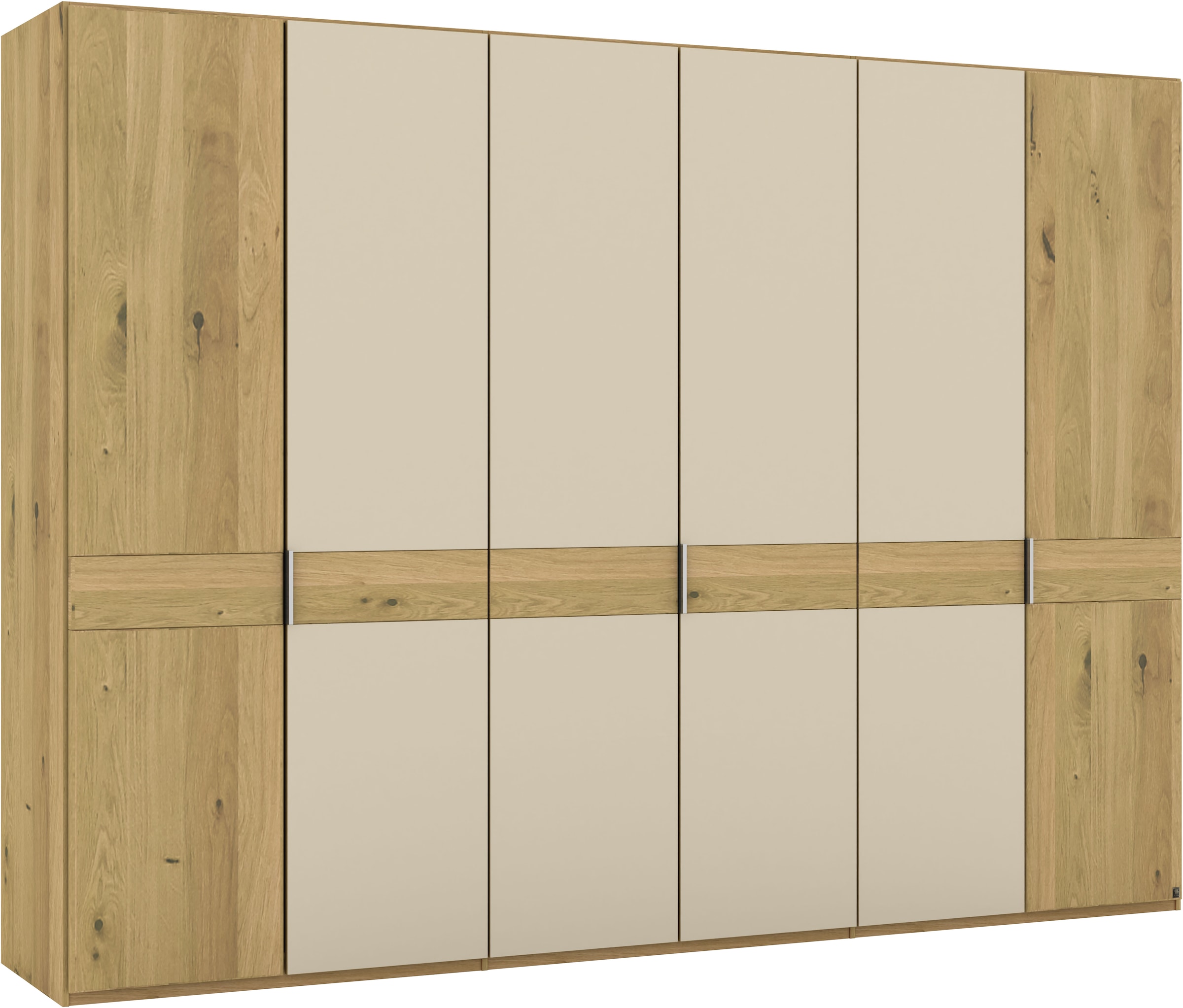 Musterring Drehtürenschrank »Savona, Kleiderschrank, Schrank, Garderobe, teilmassiv Eiche«, (mit Türdämpfern, mit Spiegel oder Glas, extra Böden, MADE IN GERMANY), Türen in Bianco-Eiche massiv, Spiegel-/Glastüren, verschiedene Größen