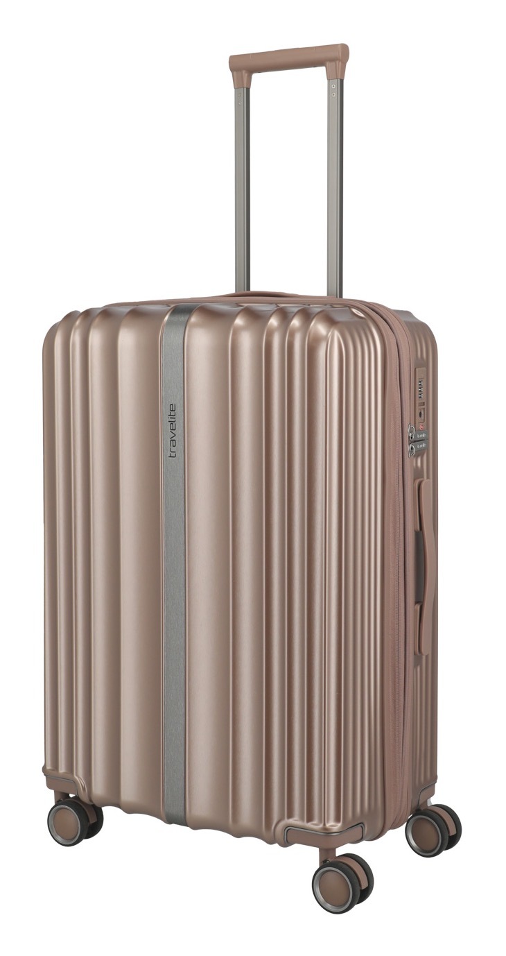 travelite Hartschalen-Trolley »PAROS Reisekoffer Hartschale« 63 l 4 Rollen Kreuzspanngurten – robustes ABS-Reisegepäck