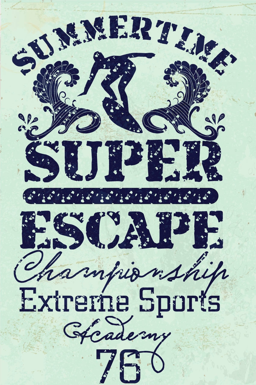 queence Metallbild »Surfer Escape«, Schriftzüge-Schriftzug-Sprüche-Sprüche & Texte, (1 St.), Stahlschild, Blechschild, Surfer, Fernweh, Schriftzug