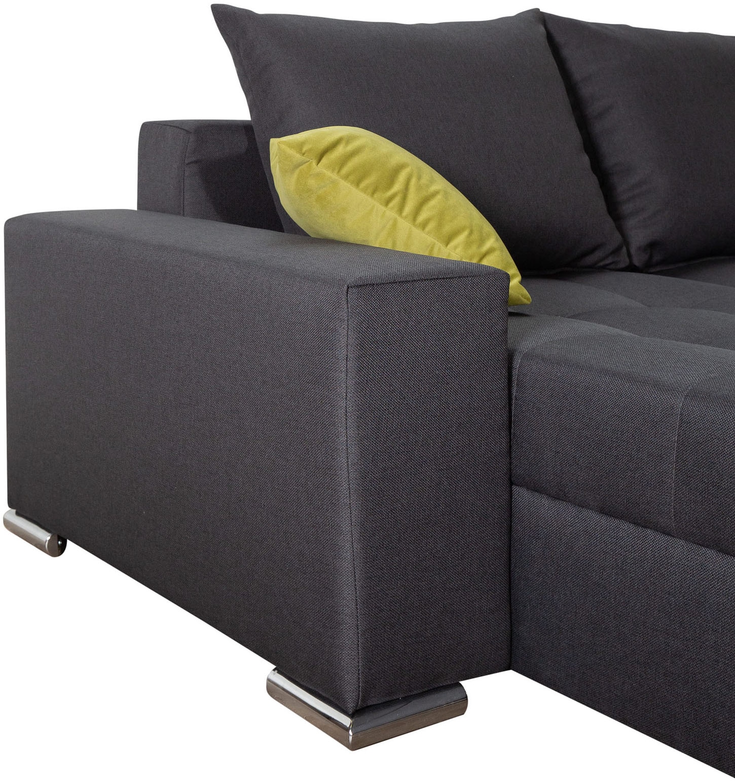 COLLECTION AB Wohnlandschaft »XL-Josy U-Form, Breite 313 cm, Flachgewebe, Struktur, Kunstleder«, inkl. Bettfunktion, Bettkasten, mit 4 gleich großen Rückenkissen