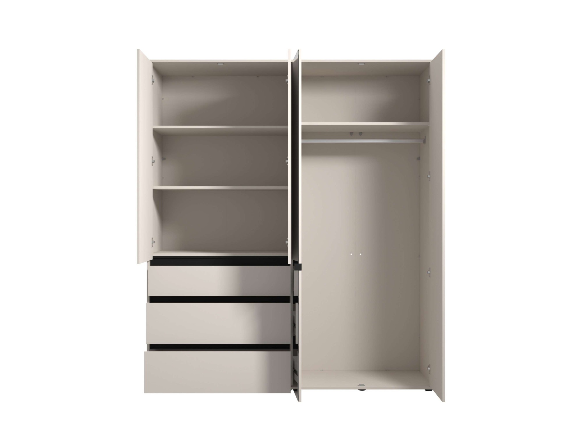 INOSIGN Kleiderschrank »Corbett, grifflose Optik, FSC-zertifziert, Made in Europe«, (138 oder 182,5cm breit, 211cm hoch und 54,5cm tief), mit Spiegel, 3 Schubladen und Innenausstattung