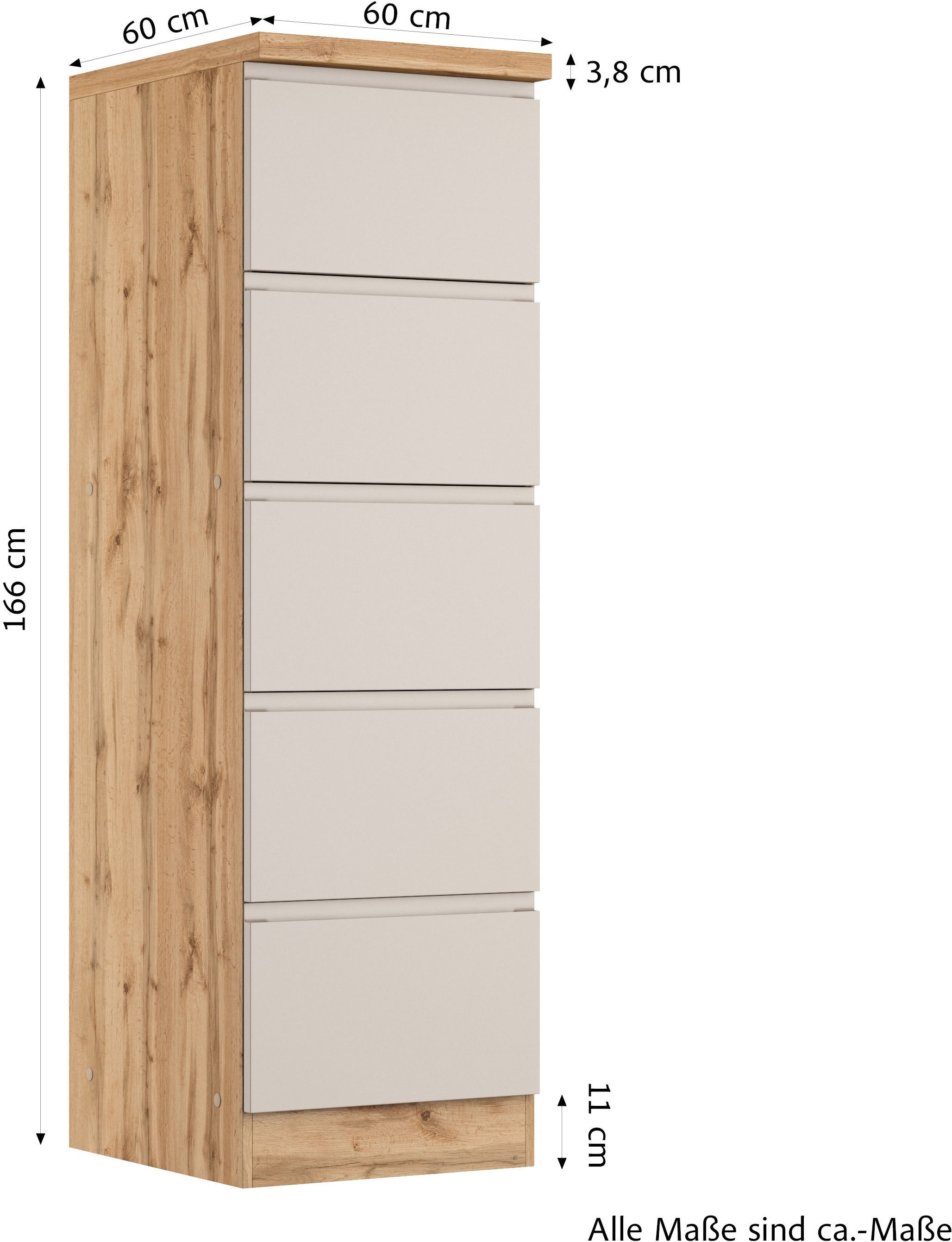 KOCHSTATION Vorratsschrank »KS-Virginia,neu in verbesserter Ausführung« Stauraum, Softclose, mit CPL-Arbeitsplatte,  Breite 60 cm, 5 Auszüge, Soft-Close-Funktion