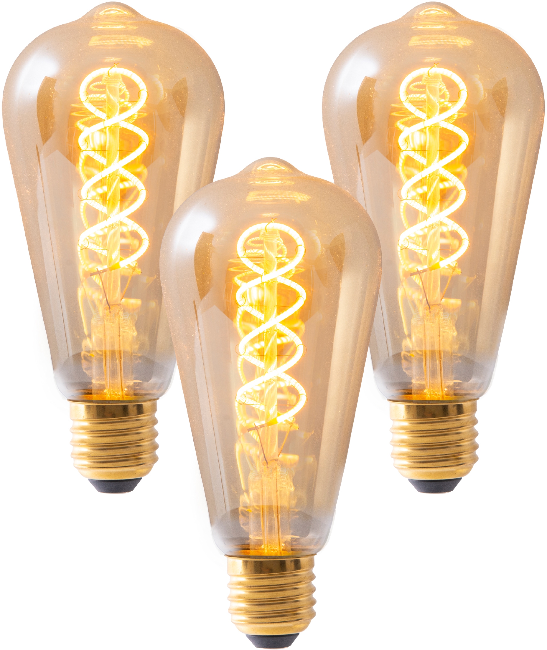 näve LED-Leuchtmittel »Dilly«, E27, 3 St., Warmweiß, Retro Leuchtmittel Filament