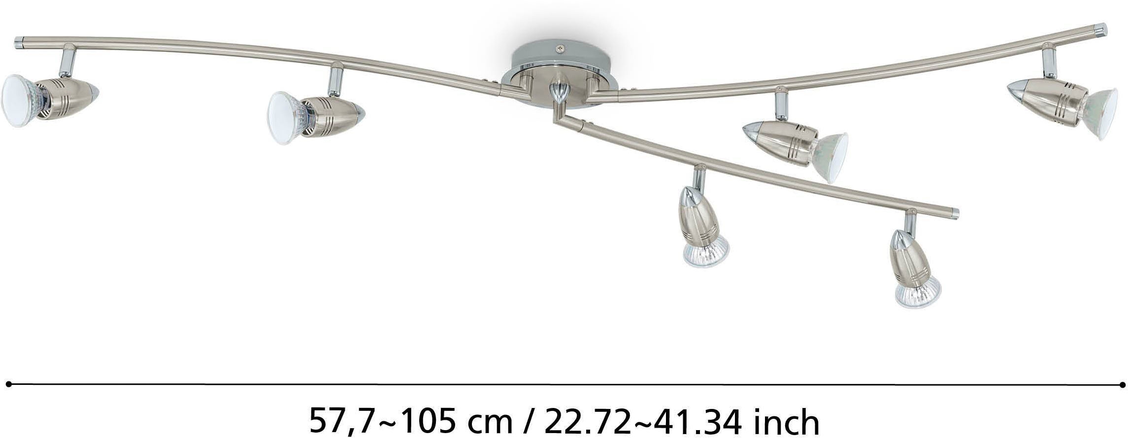 EGLO Deckenleuchte »Magnum-LED Deckenlampe, Deckenstrahler, Wohnzimmerlampe, Metall, GU10« GU10 1 Stk. Warmweiß Spot - L105 cm - nickel-matt, chrom - 6X2,8W inkl.