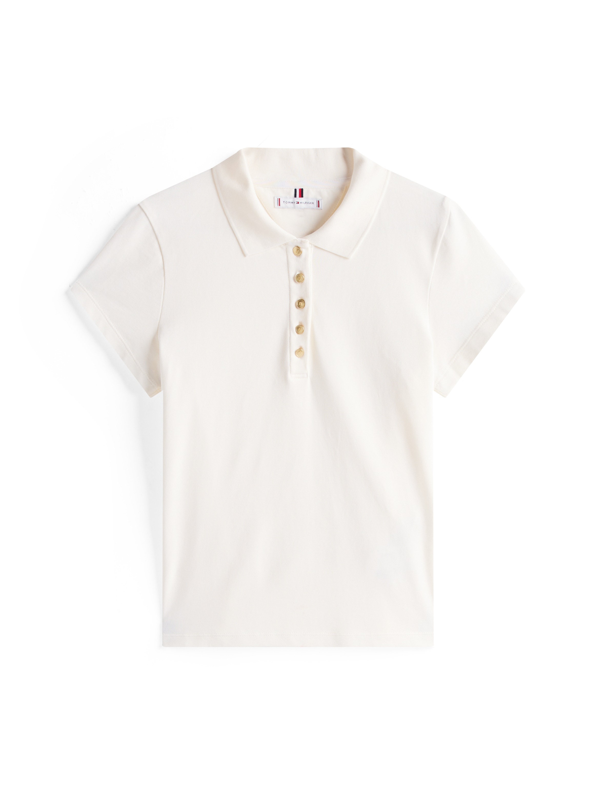 Tommy Hilfiger Poloshirt »GOLD BUTTON SLIM SS POLO«, mit goldfarbenen Knopf