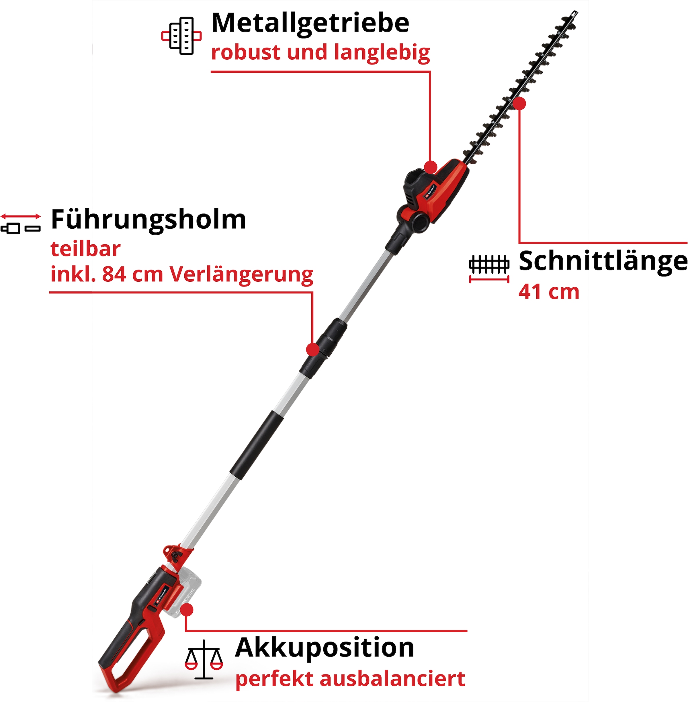 Einhell Teleskop-Heckenschere »GC-HH 18/45 Li T-Solo« ()  45 cm Schwertlänge