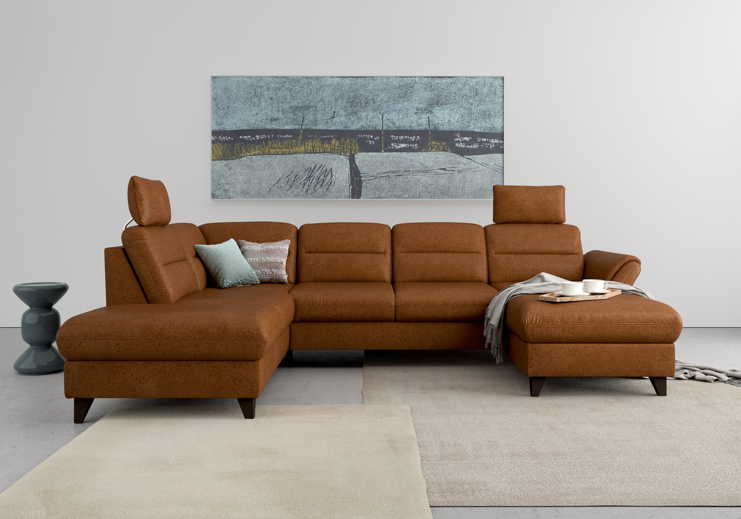sit&more Wohnlandschaft »Mellum U-Form«, Federkern, wahlweise mit Bettfunktion, Stauraum und Armteilfunktion
