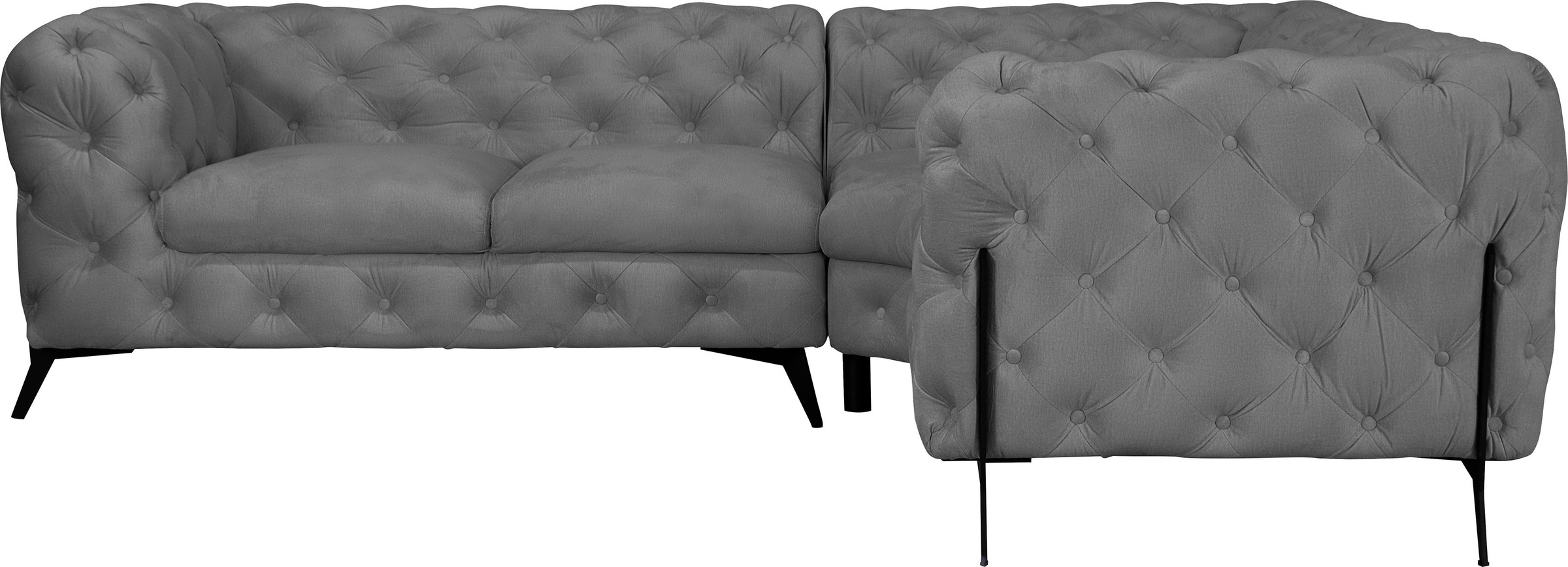 Leonique Chesterfield-Sofa »Amaury L-Form«, Chesterfield-Optik, Breite/Tiefe je 262 cm, Fußfarbe wählbar