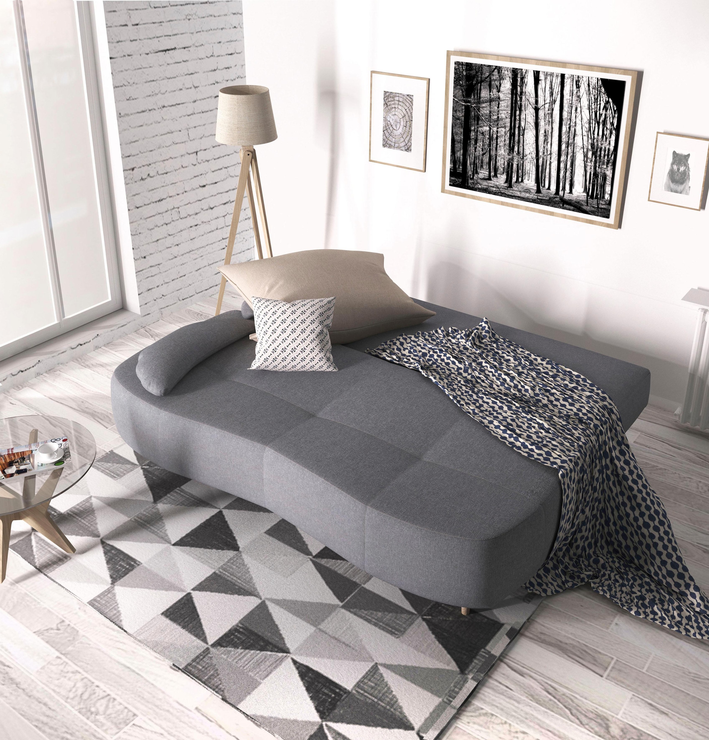 Home affaire Schlafsofa »Alina«, mit Bettfunktion und Bettkasten, Federkern, losen Kissen