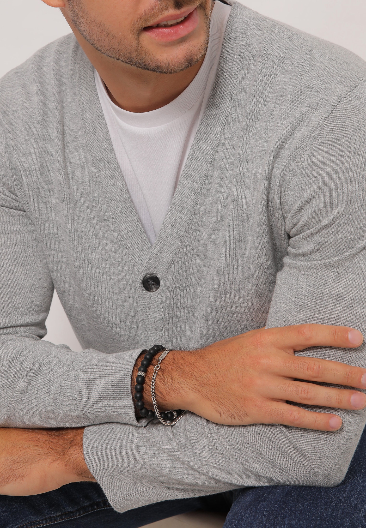 Kuzzoi Armreif »Armband Herren Set Panzer Onyx Perlen 925 Silber«
