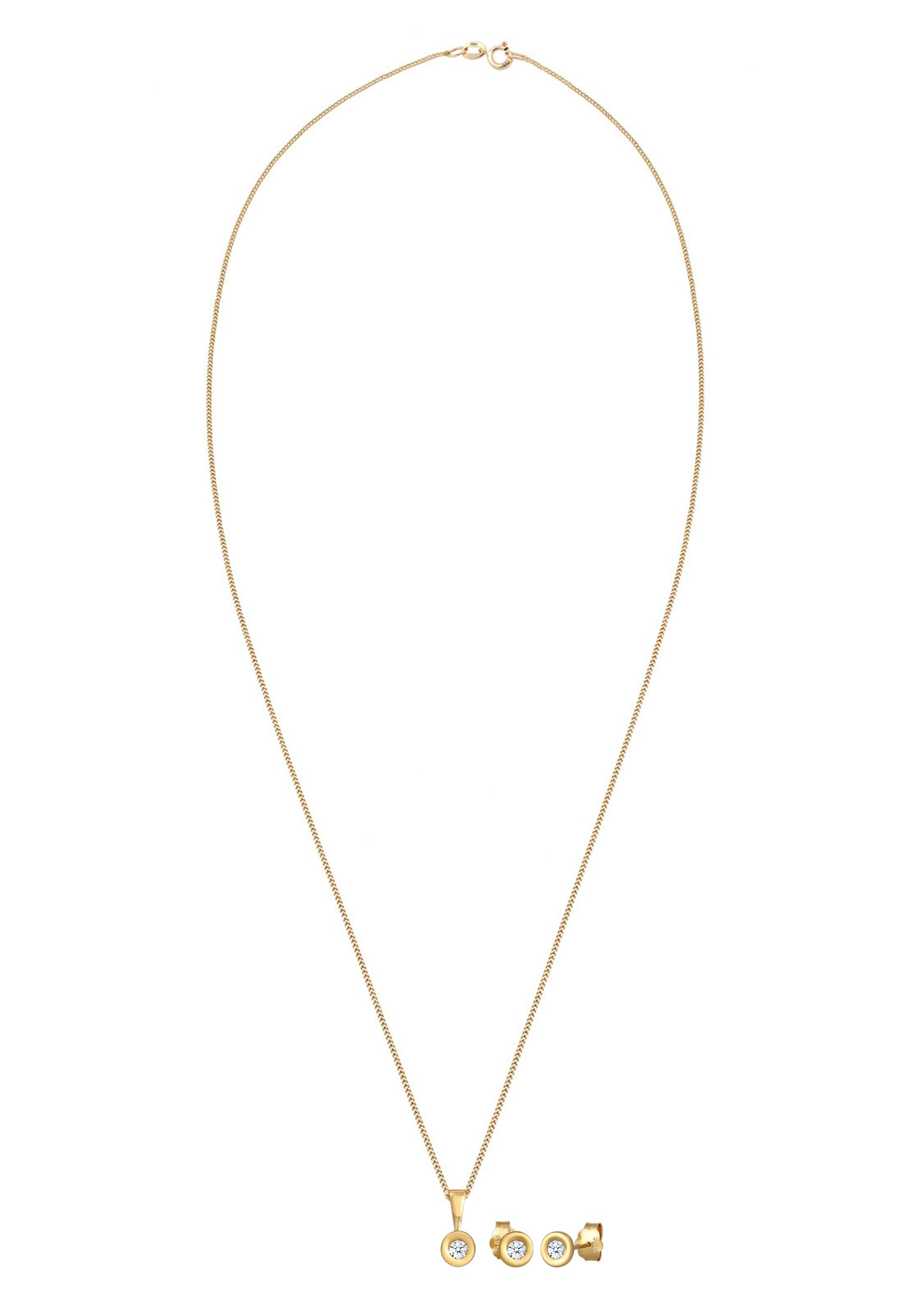 Elli DIAMONDS Ohrring und Ketten Set »Schmuckset Set mit Diamanten Weiß Brillantschliff (0.23 ct) 585 Gelbgold«