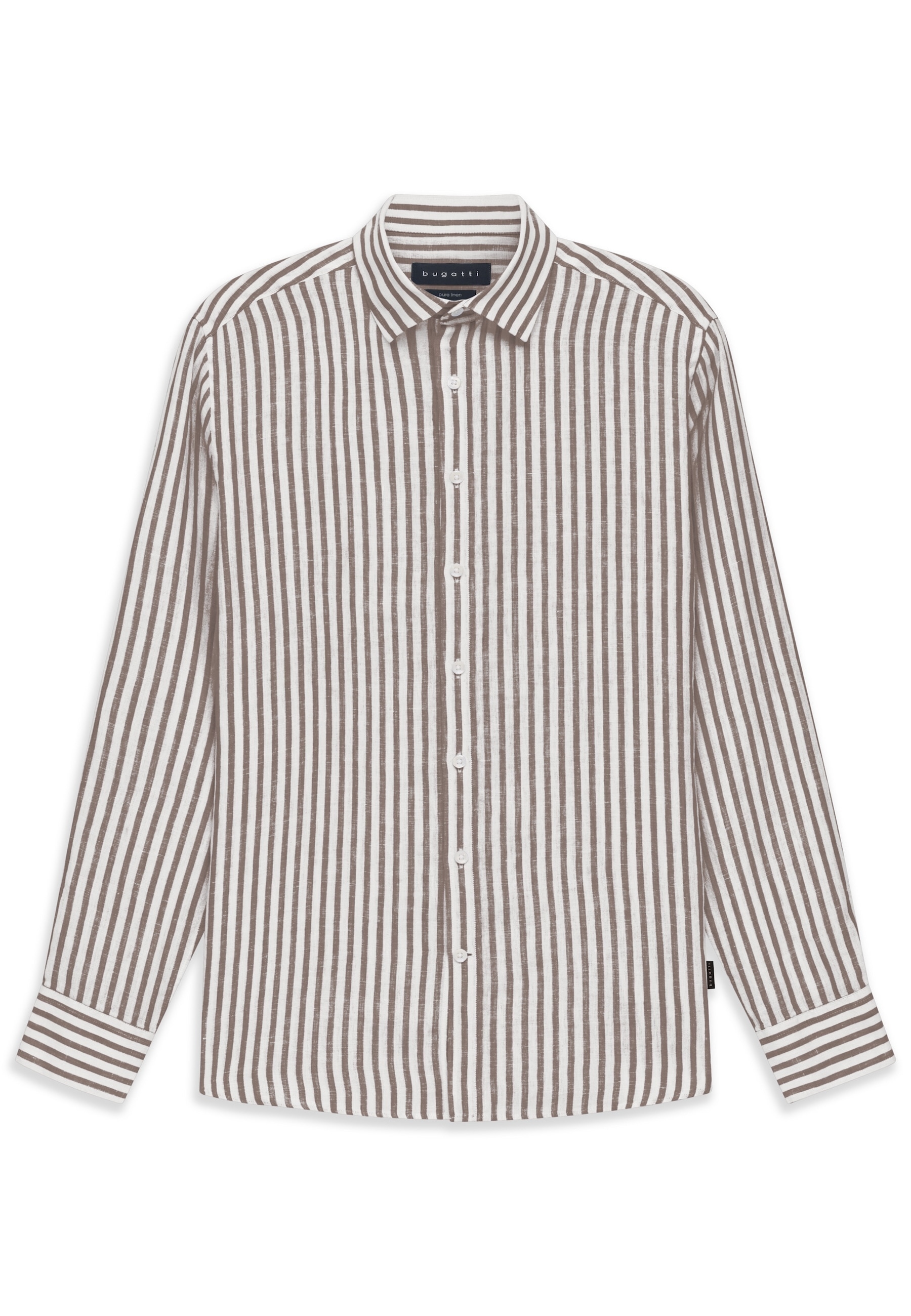 bugatti Leinenhemd »Modern Fit« gestreift mit Kentkragen