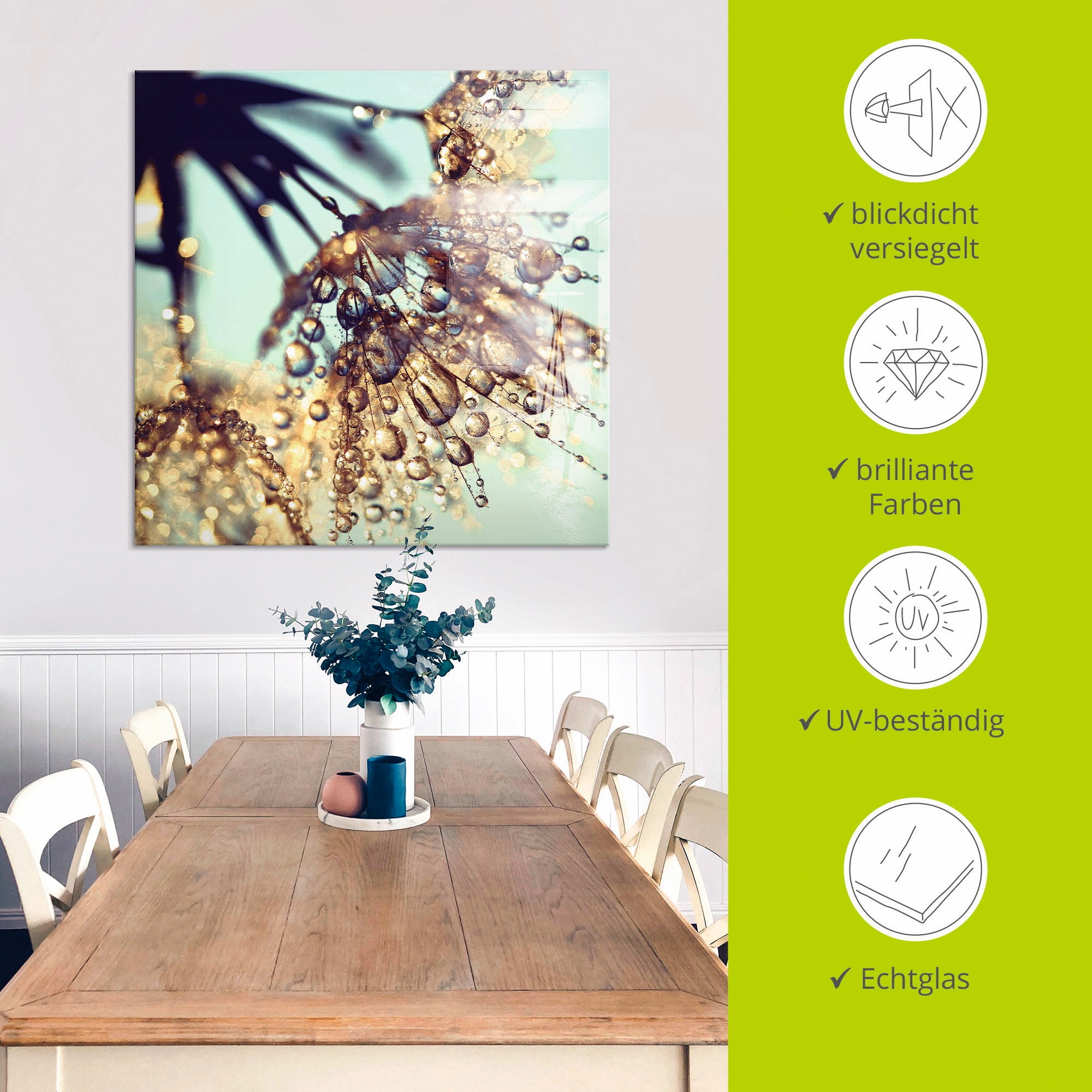 Artland Glasbild »Pusteblume Goldener Regen« Blumen 1 Stk. tlg. in verschiedenen Größen