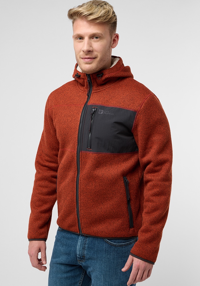 Jack Wolfskin Fleecejacke »KAMINFEUER HOODED JKT M«, mit Kapuze