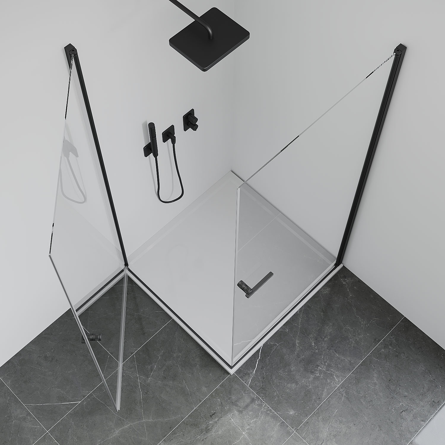 welltime Eckdusche »Firenze« Rahmenloses Design mit extravaganten Griffen, 6mm ESG