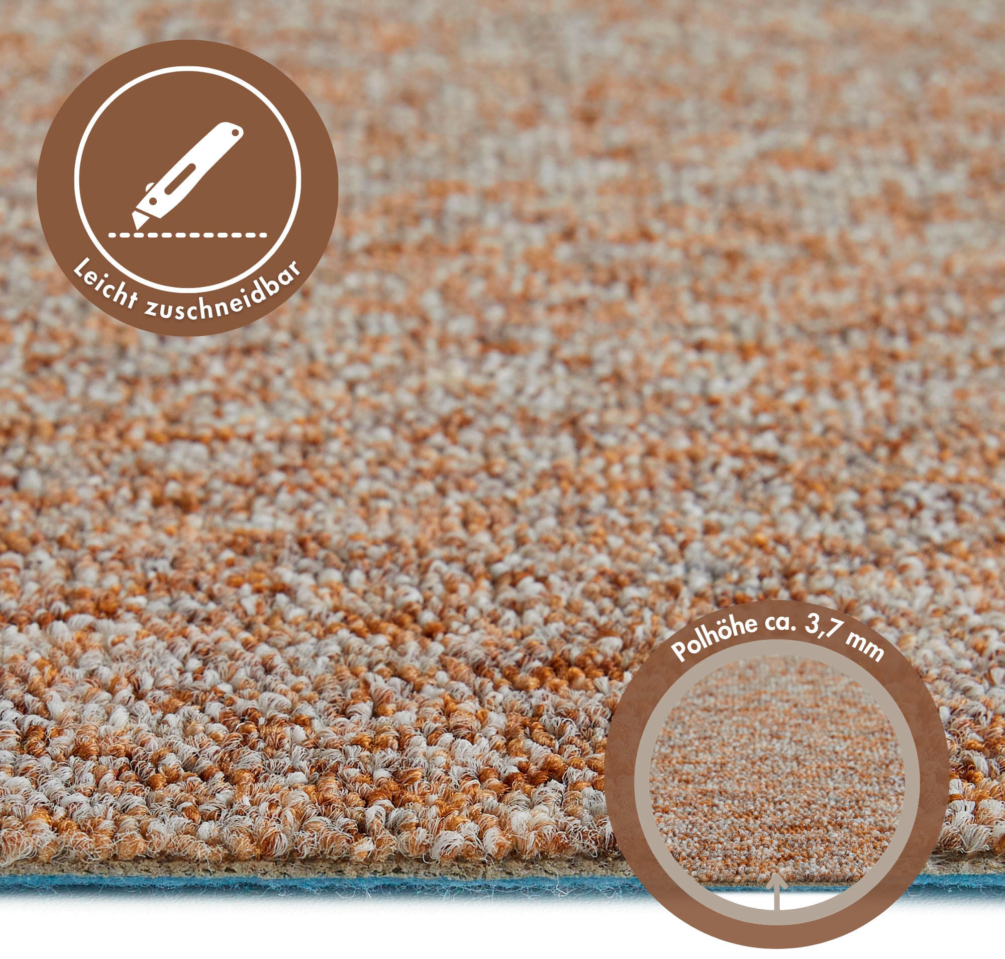 Andiamo Teppichboden »Gambia, Feinschlinge, Made in Belgium«, rechteckig, 7,2 mm Höhe, meliert, Breite 400 cm oder 500 cm, strapazierfähig, pflegeleicht