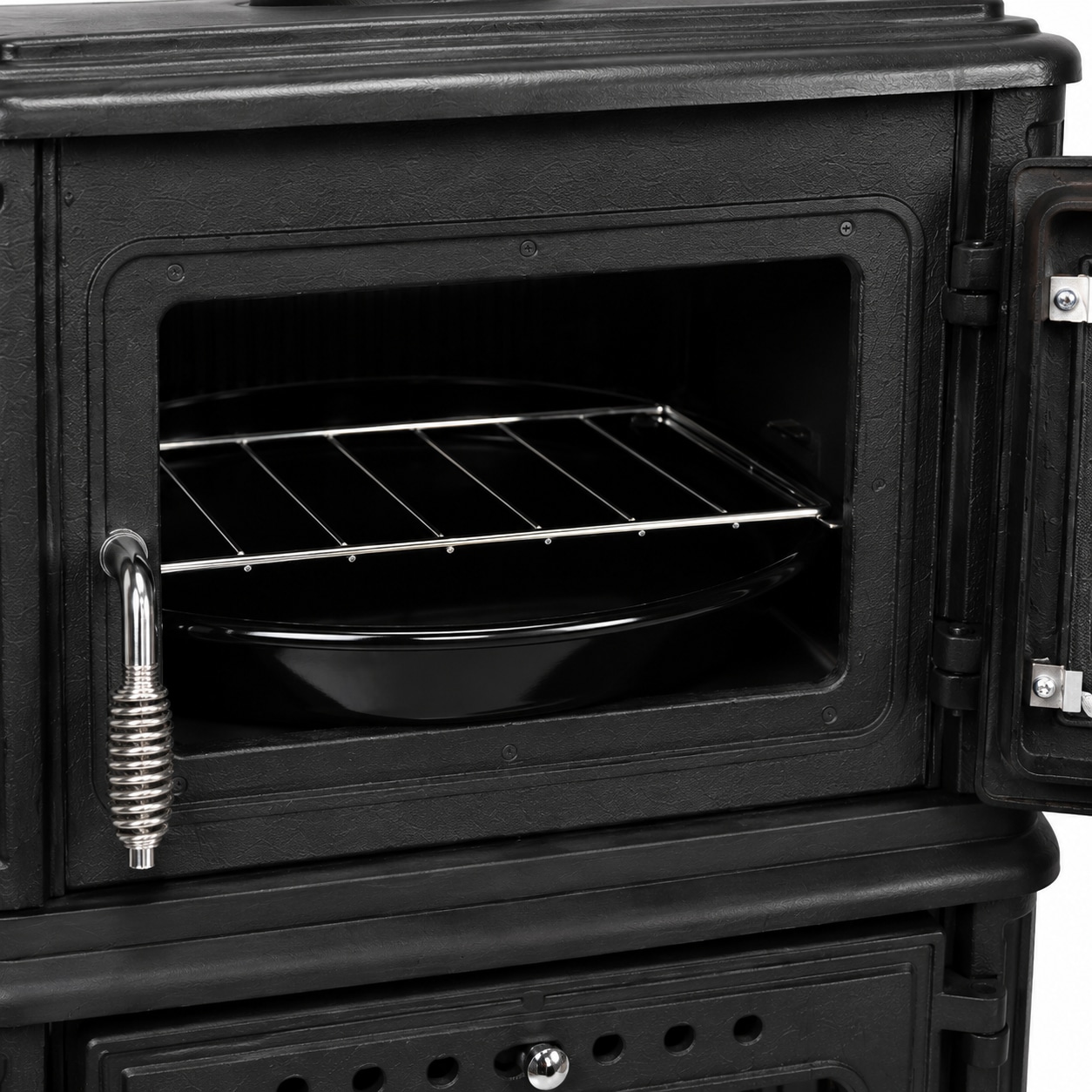 Hanseatic Kaminofen »Minerva, Gussofen mit Backofen und Beige emaillierten Seiten« Großer Feuerraum