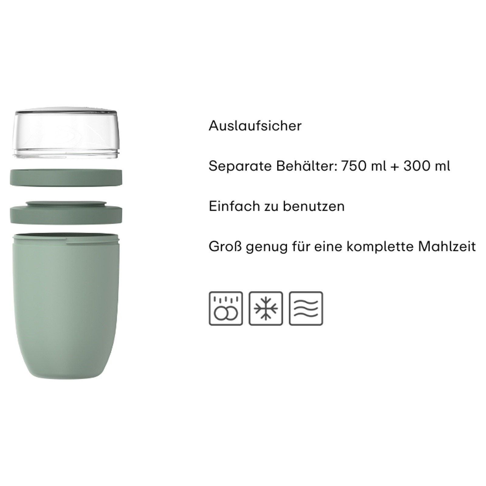 Mepal Lunchbox »Lunchpot XL Ellipse 750 ml + 300 ml« Spülmaschinengeeignet, Mikrowellenfest