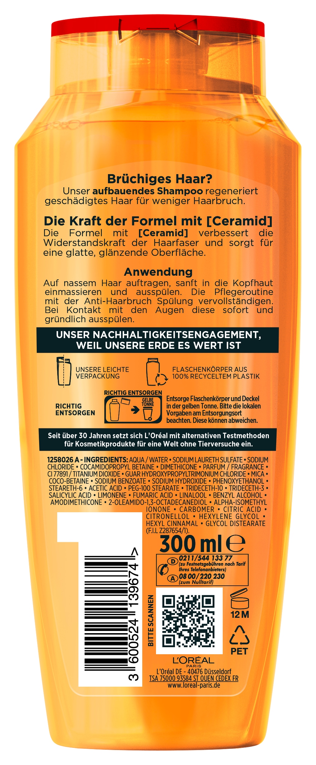 L'ORÉAL PARIS Haarshampoo »L'Oréal Paris Elvital Anti-Haarbruch Shampoo«, (Packung, 6 tlg.)