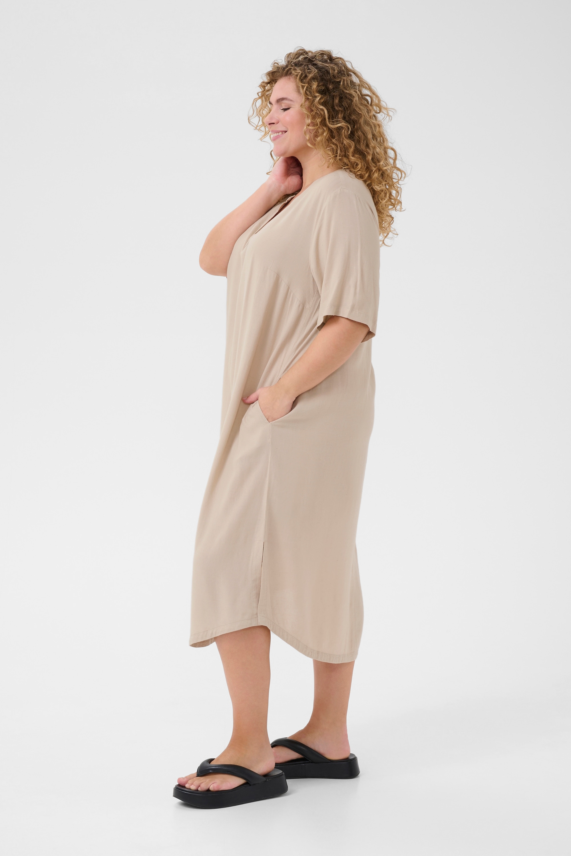 KAFFE Curve Midikleid »Damen Kleid KCmille«