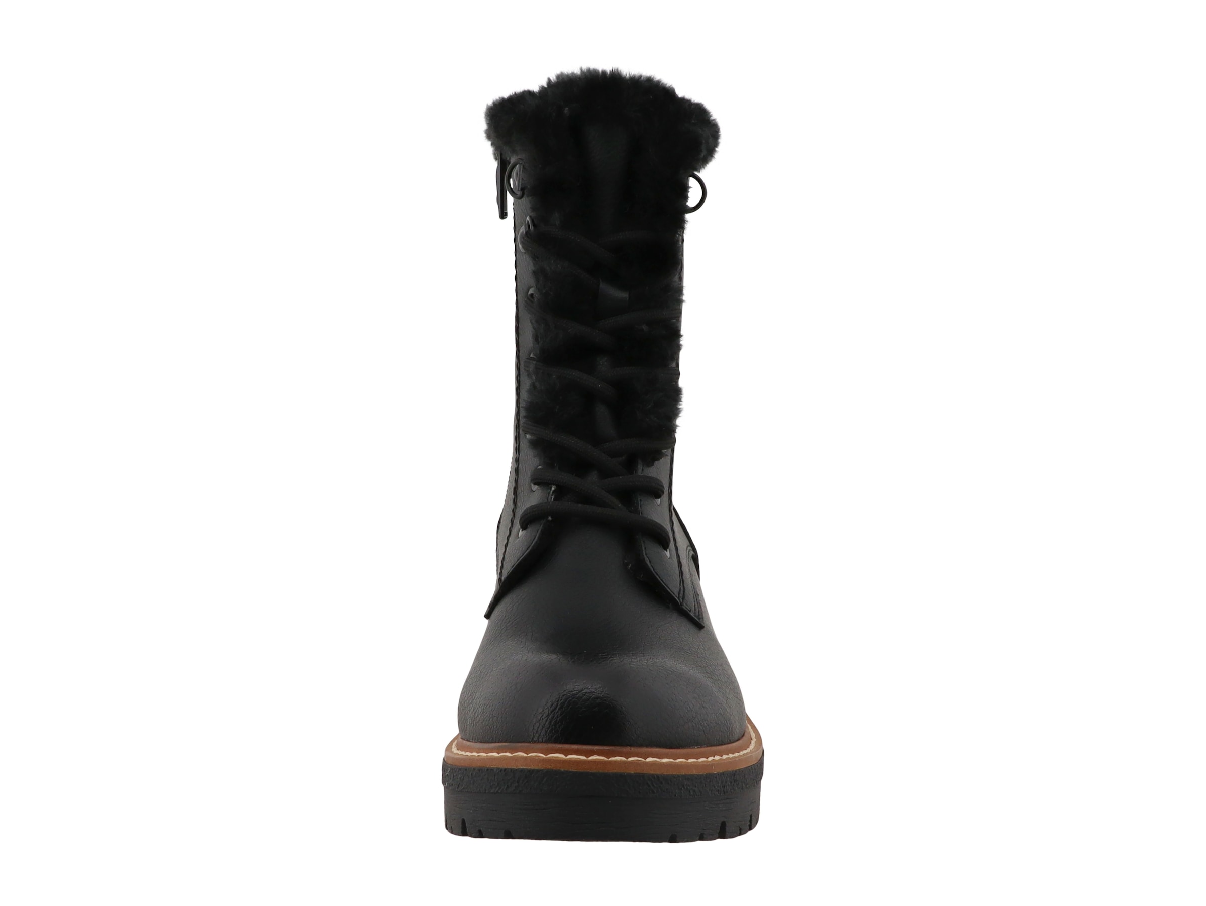 TOM TAILOR Winterstiefelette  Blockabsatz, Winterboots mit Fellimitat am Schaftrand