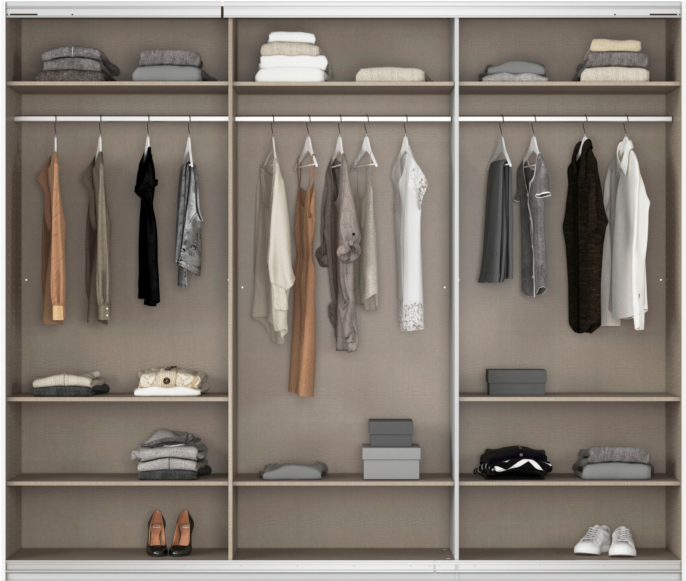 rauch Schwebetürenschrank »Kleiderschrank Kleiderschränke Schrank Garderobe AGORDO mit Glasfront«, durchdachte Innenausstattung, in 4 Breiten und 2 Höhen MADE IN GERMANY