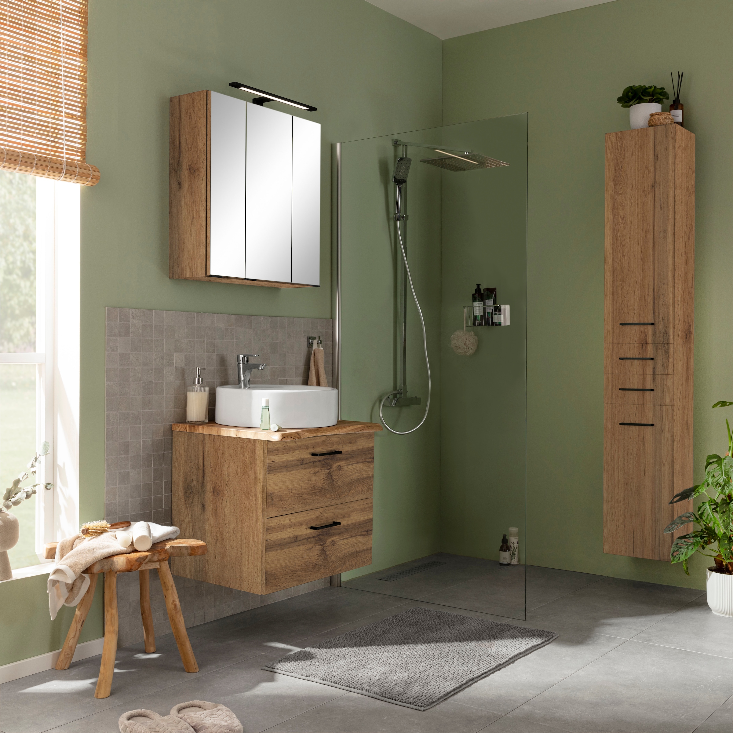 welltime Waschtisch »Trento in verschiedenen Ausführungen inkl. Waschbecken« Badmöbel in Breite 60 cm, Badschrank Waschplatz mit 2 Schubladen