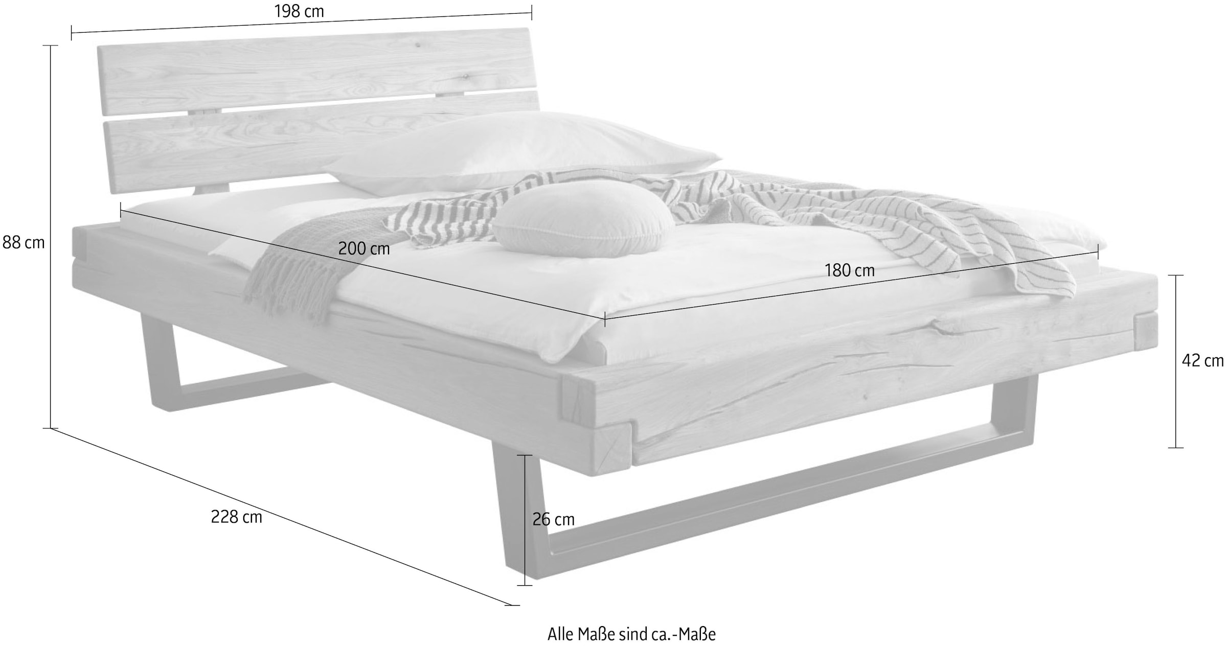 Home affaire Massivholzbett »Ultima«, aus Holz in Balken-Optik mit Metallkufe