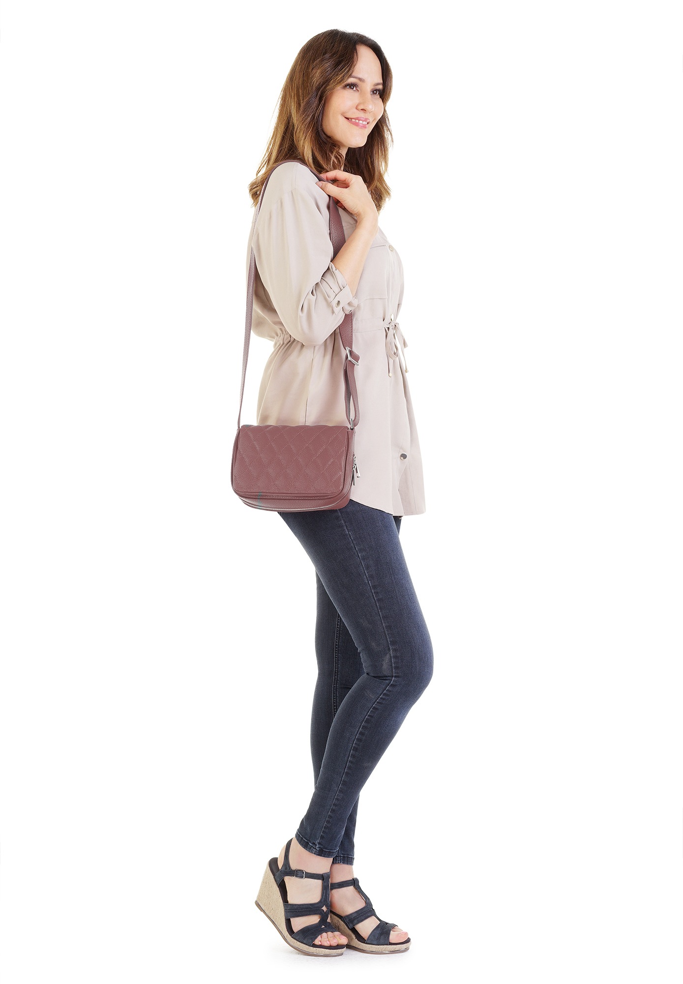 Cluty Henkeltasche, echt Leder, Made in Italy